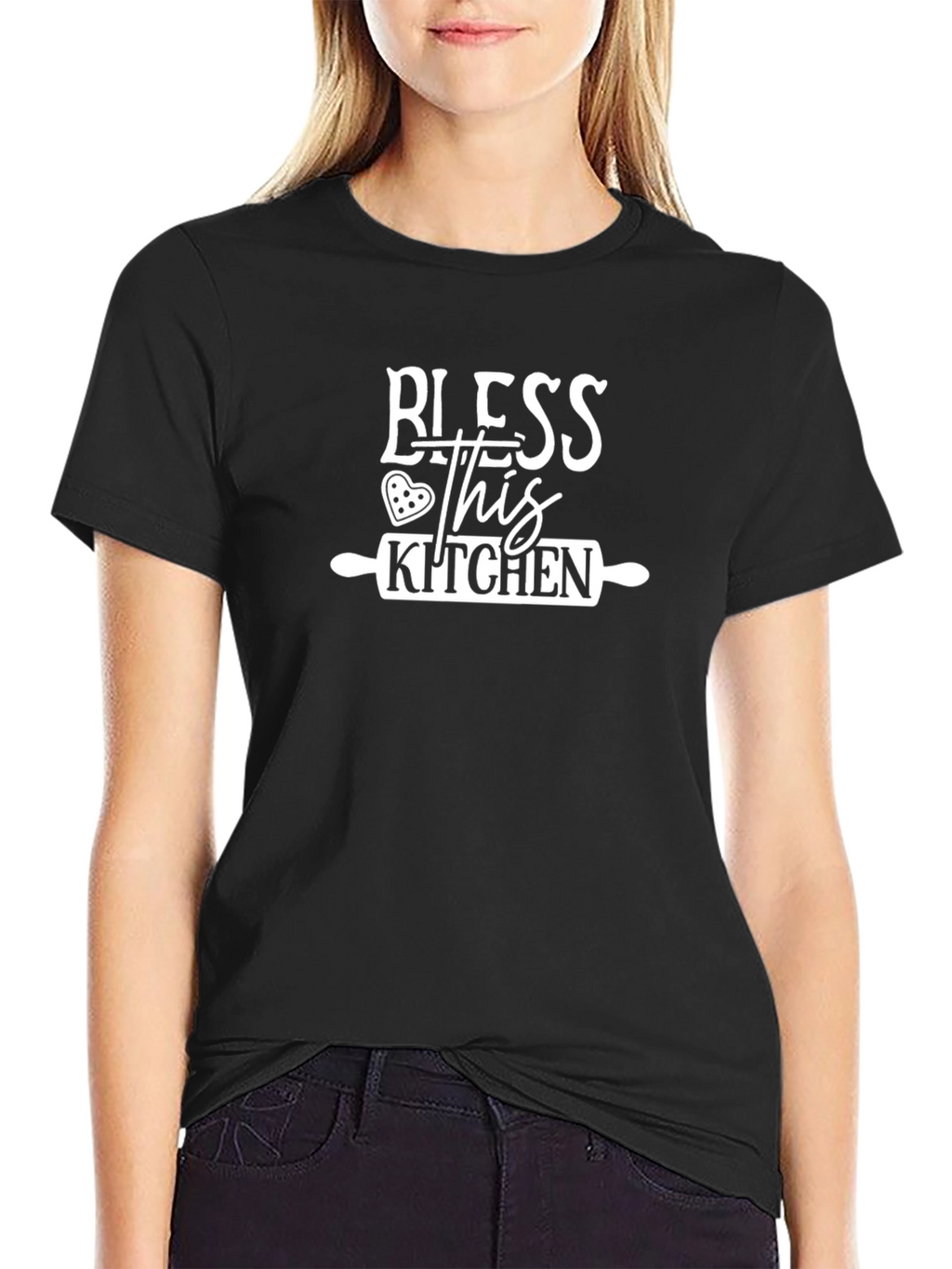 Bless This Kitchen T-Shirt Black Cotton