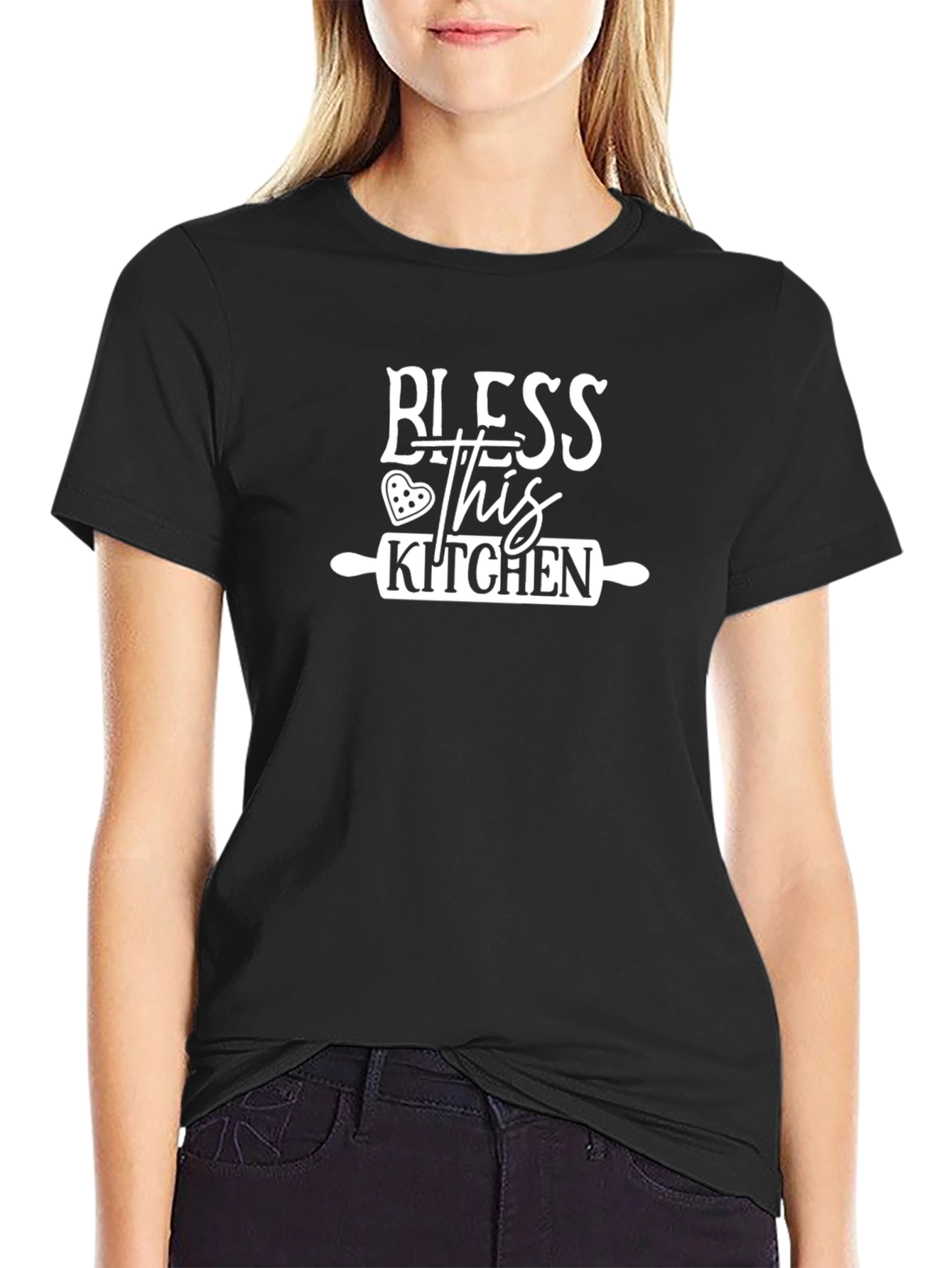 Bless This Kitchen T-Shirt Black Cotton