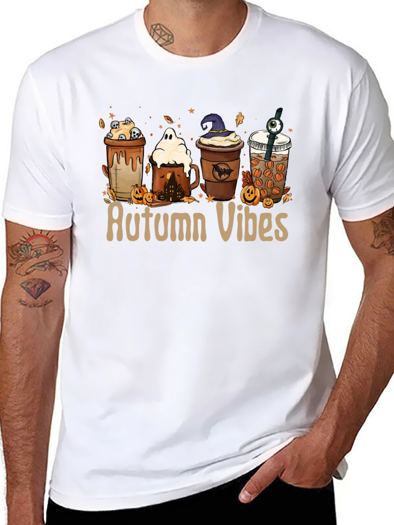 Autumn Vibes Black T-Shirt - Festive Fall Design