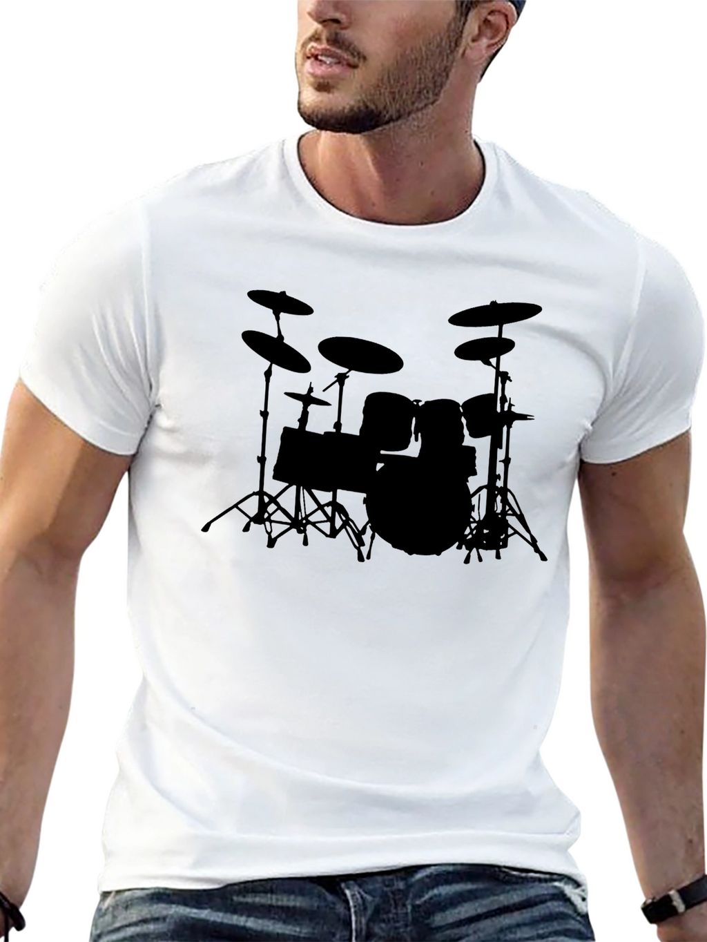 Drum Kit Silhouette Black T-Shirt