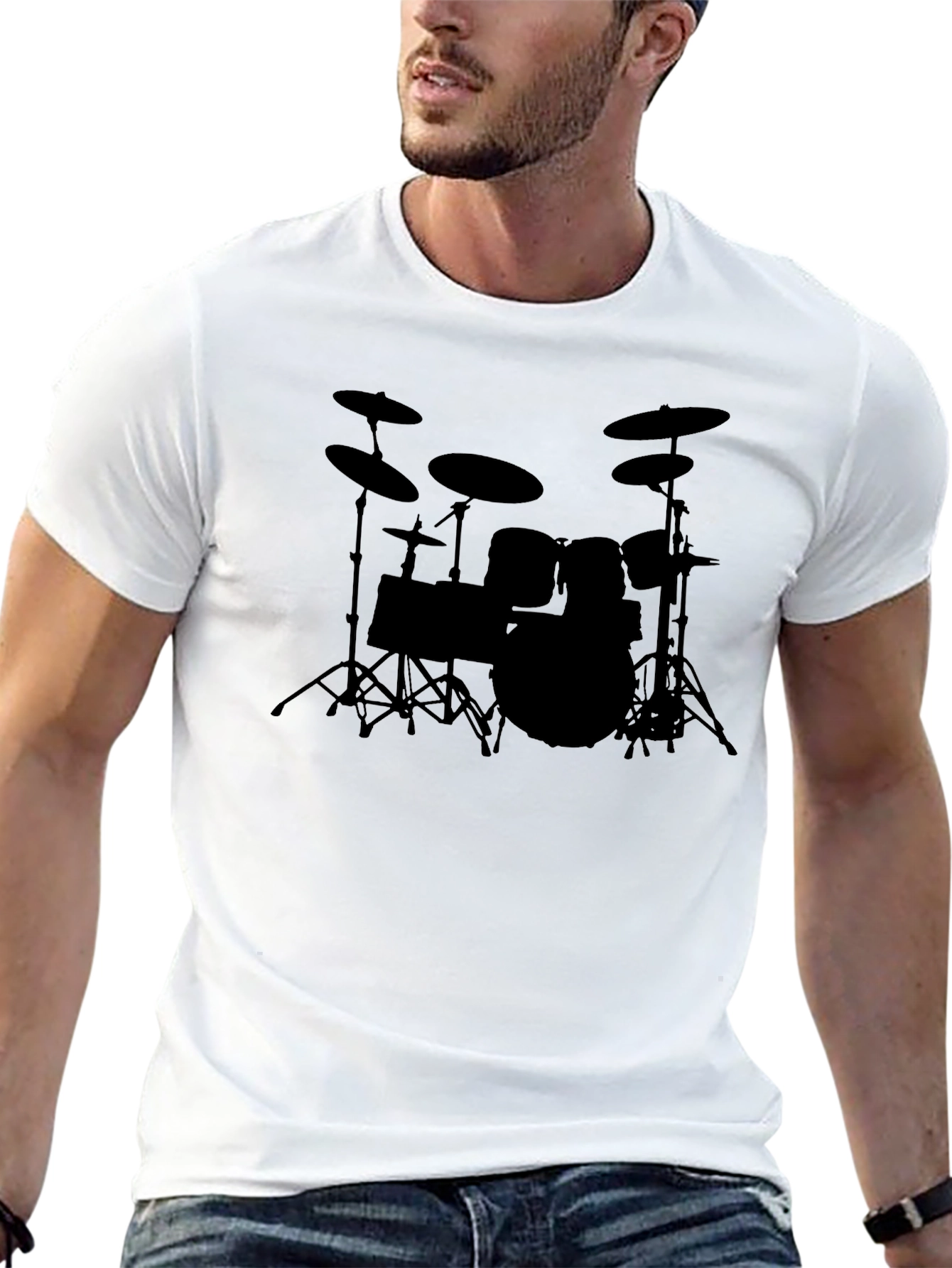 Drum Kit Silhouette Black T-Shirt