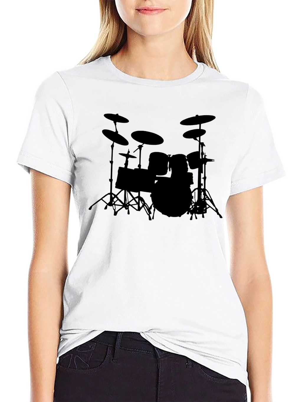 Drum Kit Silhouette Black T-Shirt