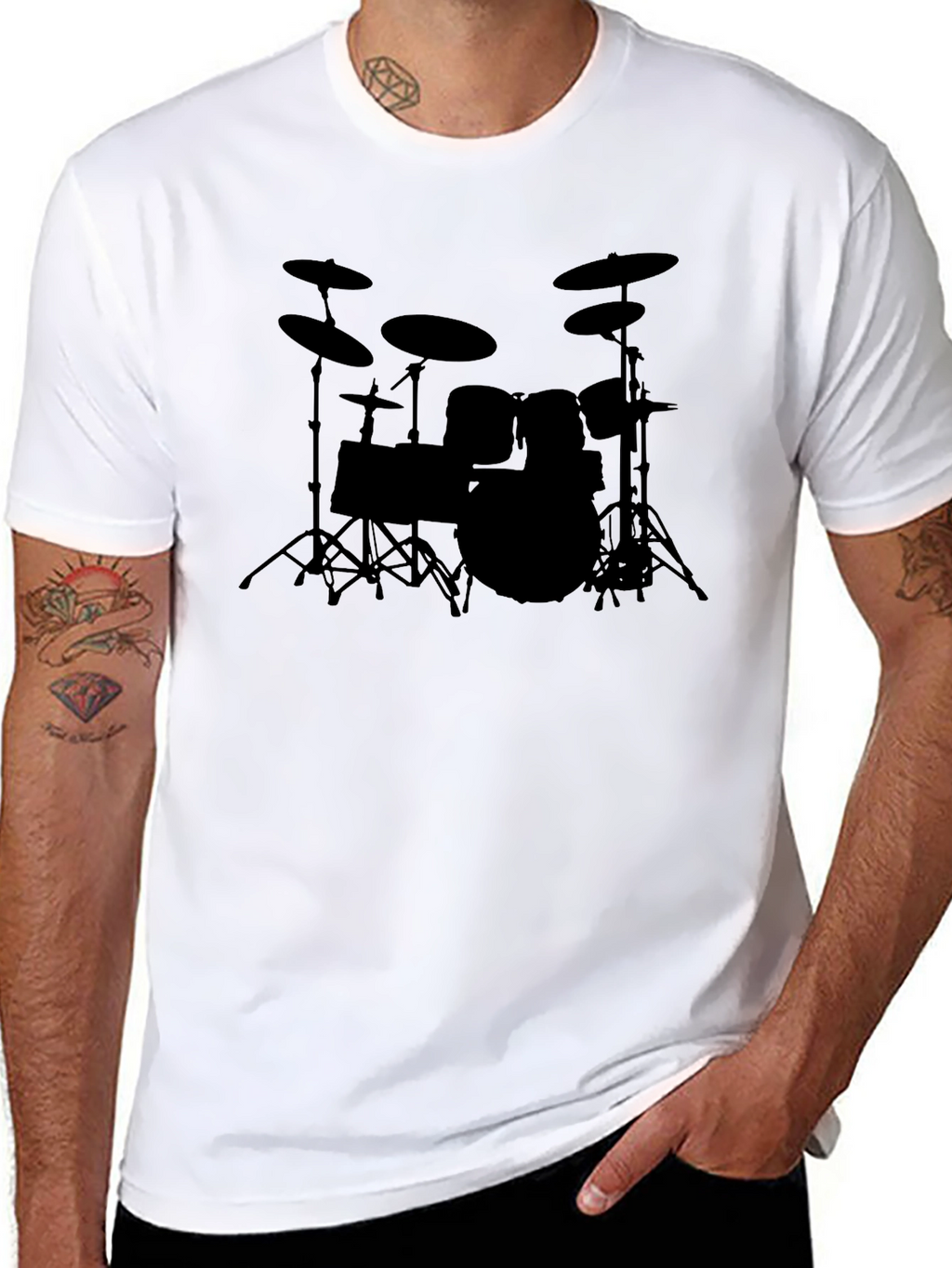 Drum Kit Silhouette Black T-Shirt