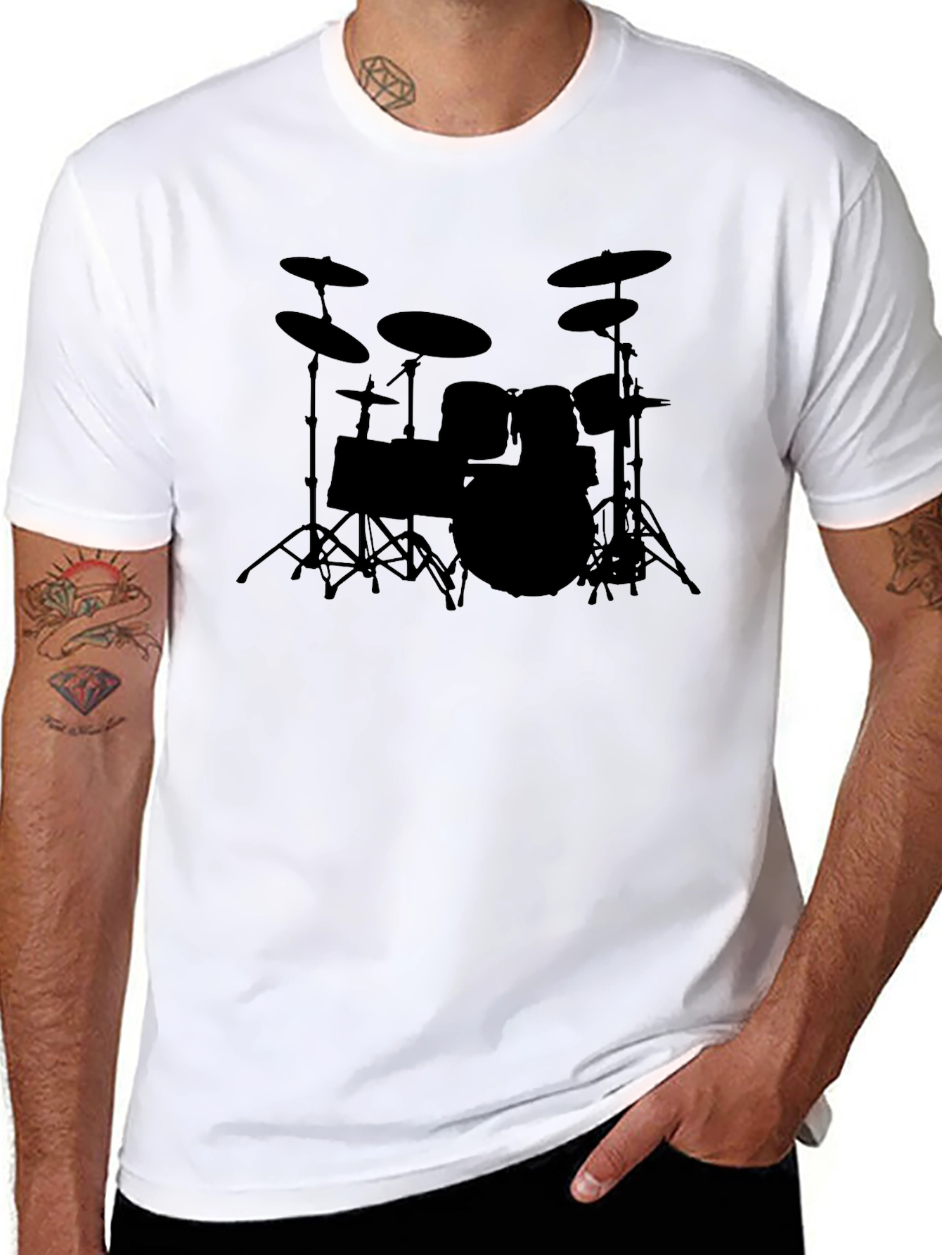 Drum Kit Silhouette Black T-Shirt