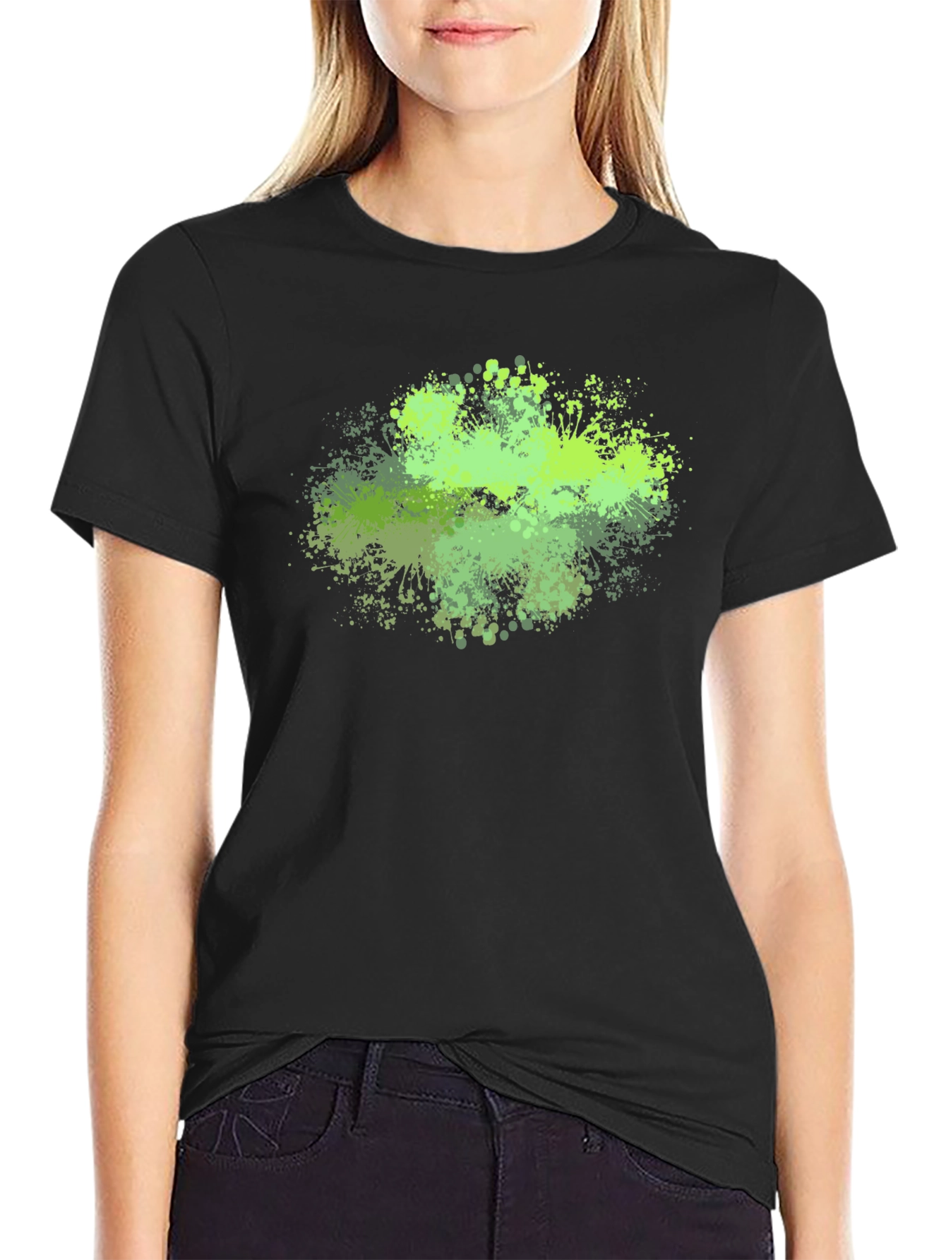 Abstract Green Splatter Graphic Tee