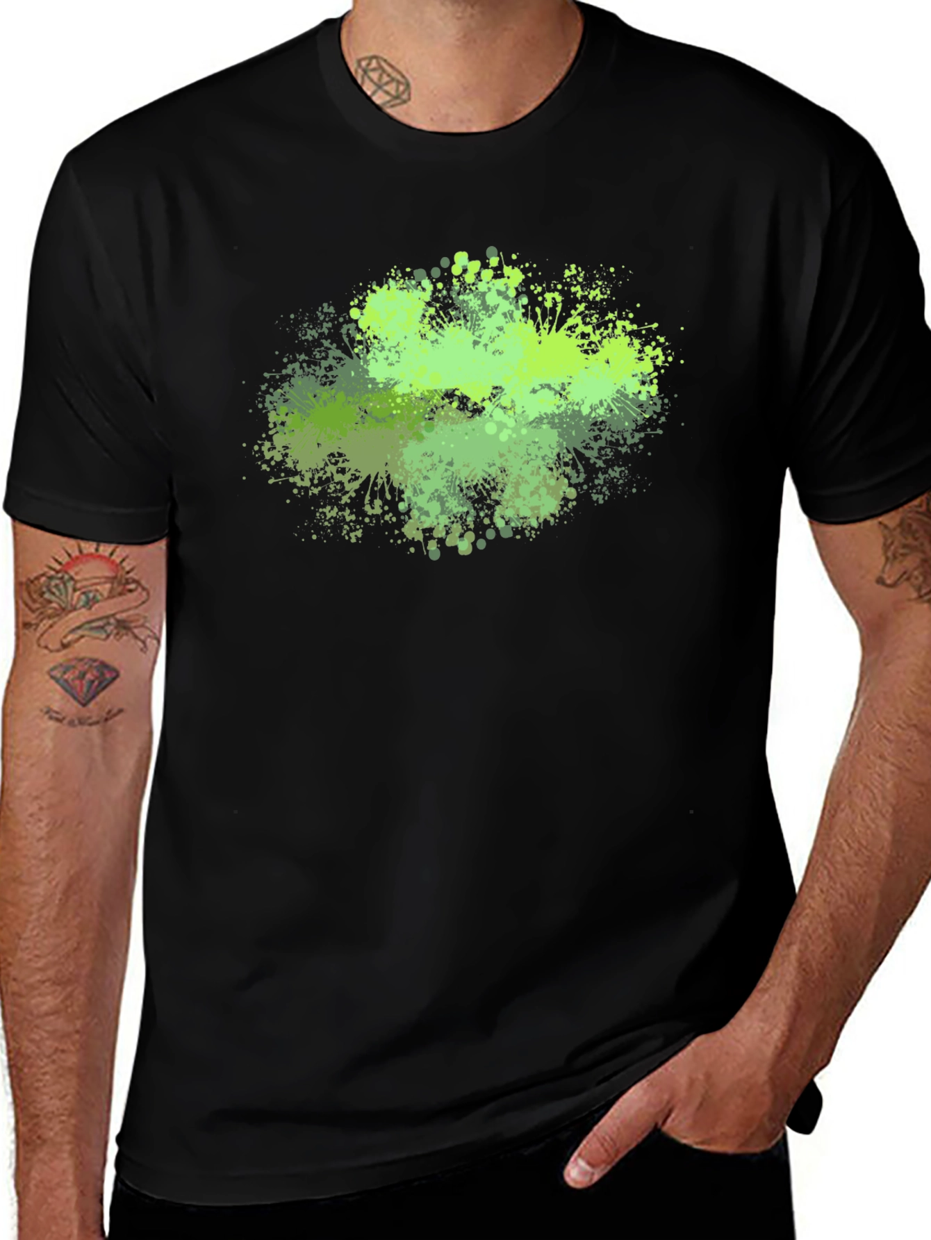 Abstract Green Splatter Graphic Tee