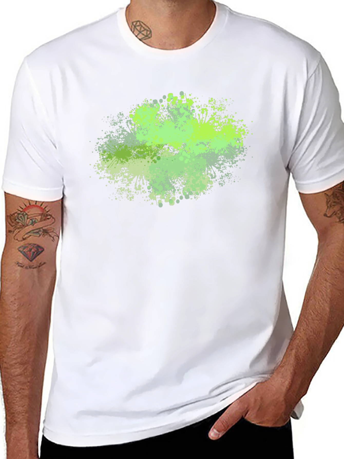 Abstract Green Splatter Graphic Tee