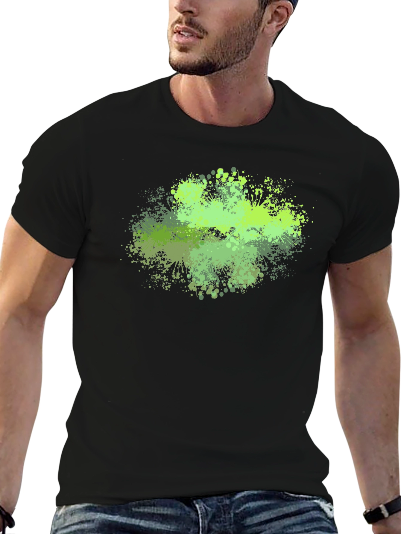 Abstract Green Splatter Graphic Tee