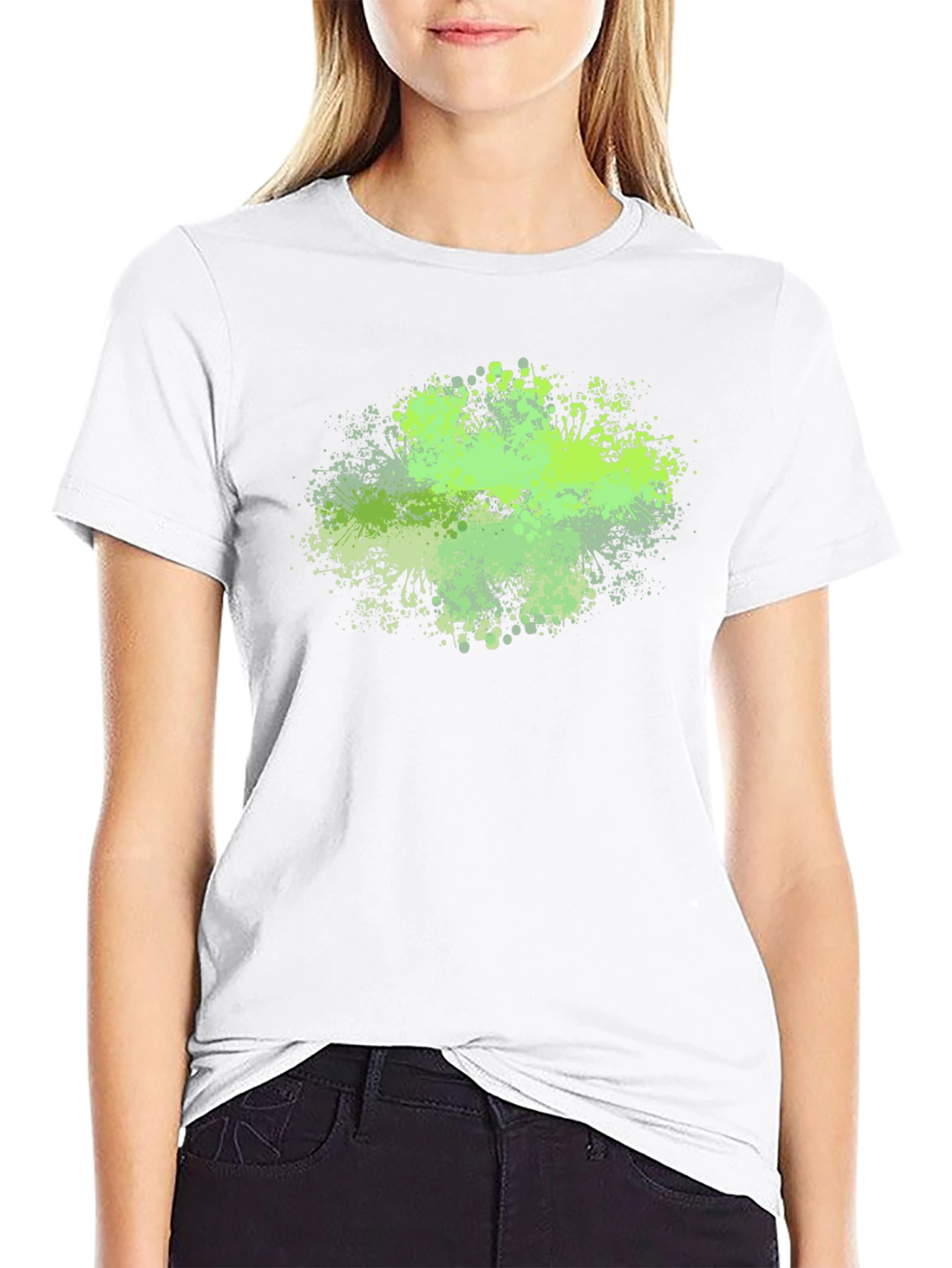 Abstract Green Splatter Graphic Tee