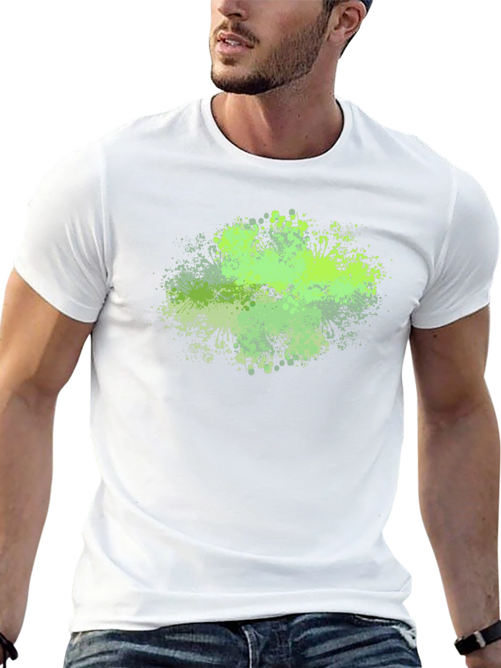 Abstract Green Splatter Graphic Tee