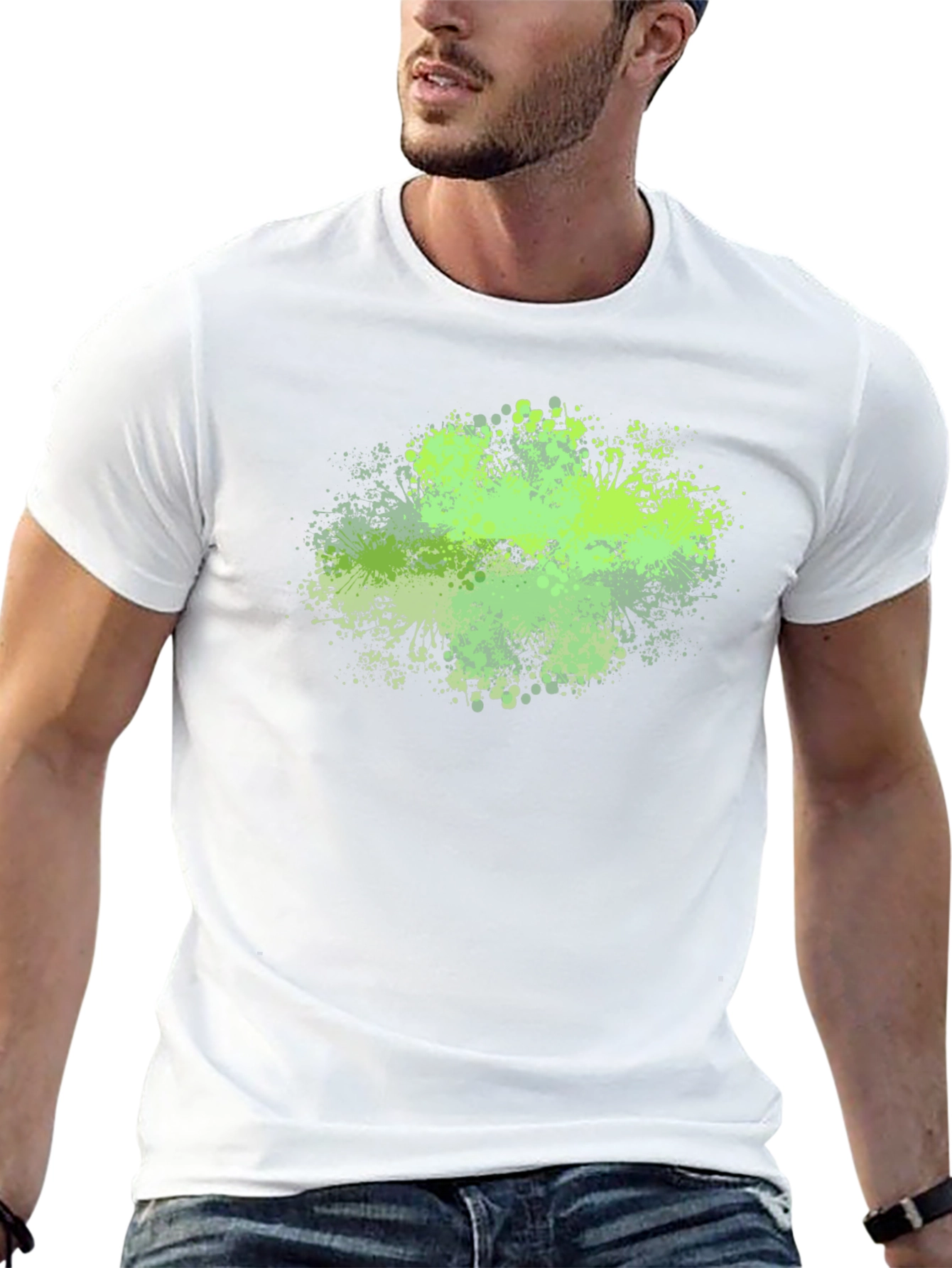 Abstract Green Splatter Graphic Tee