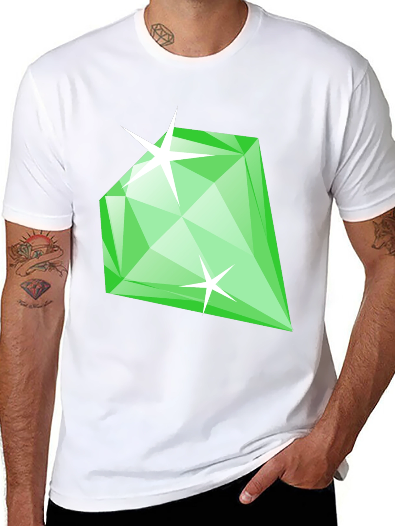 Emerald Green Diamond Gemstone Graphic T-Shirt