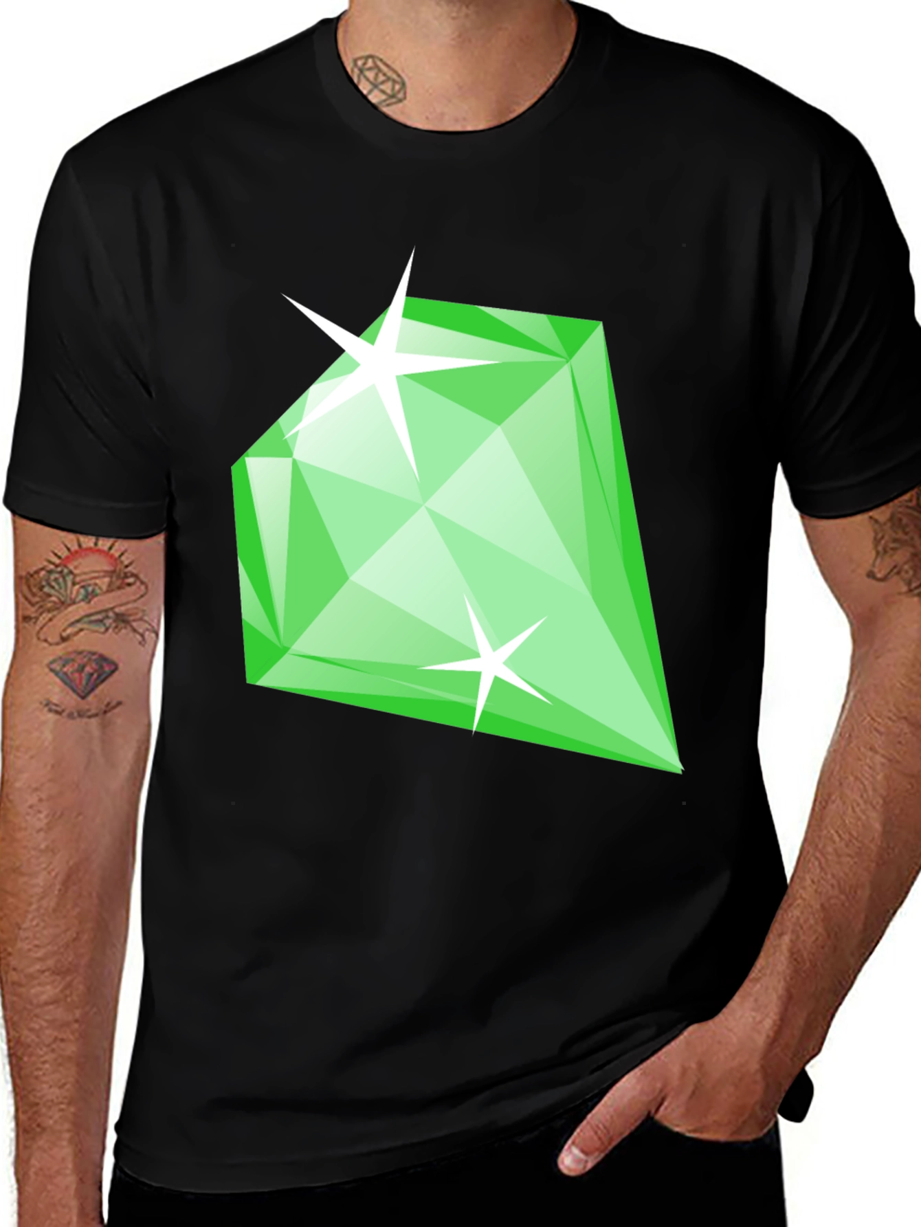 Emerald Green Diamond Gemstone Graphic T-Shirt