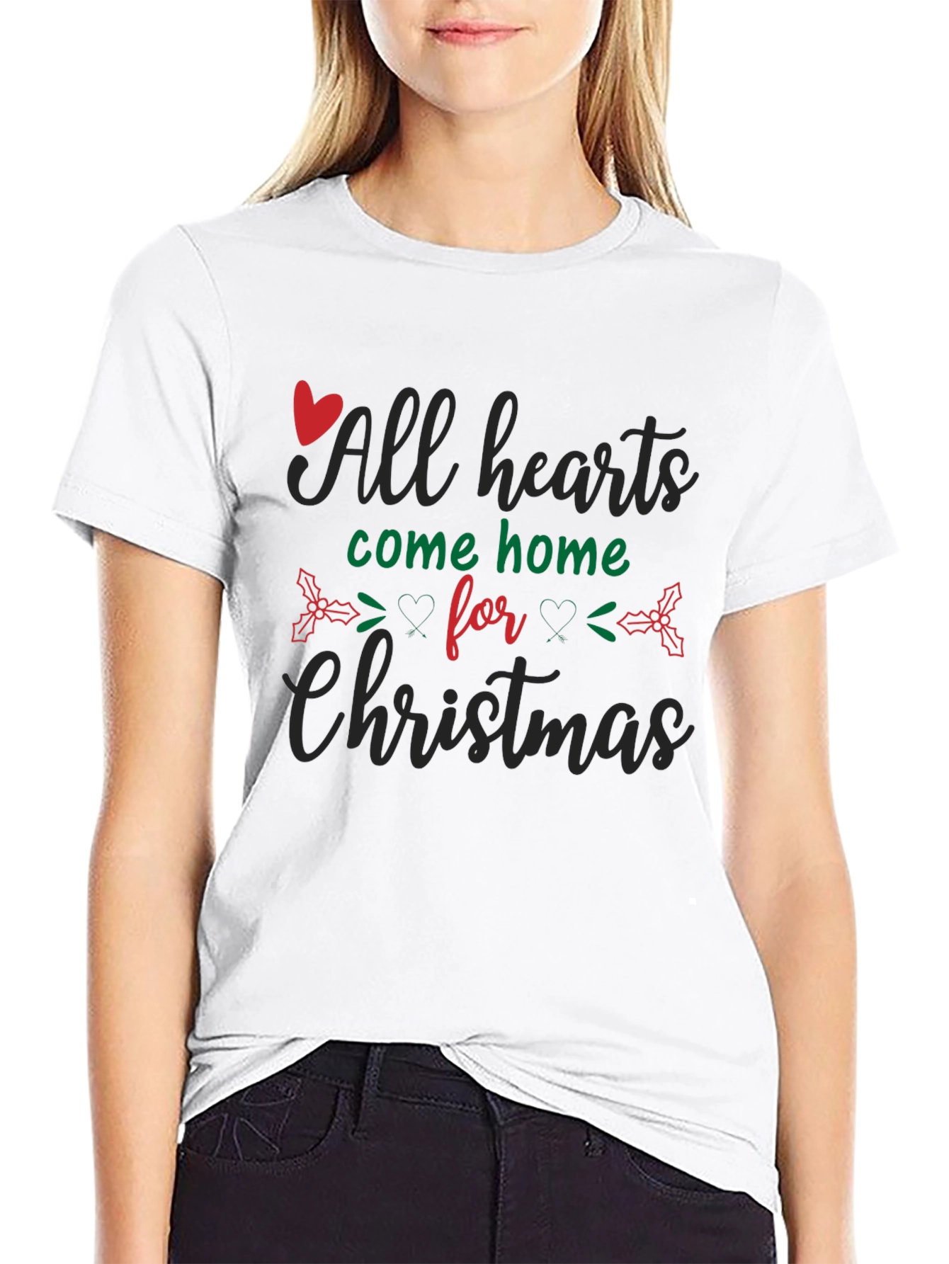 All Hearts Come Home for Christmas Black T-Shirt