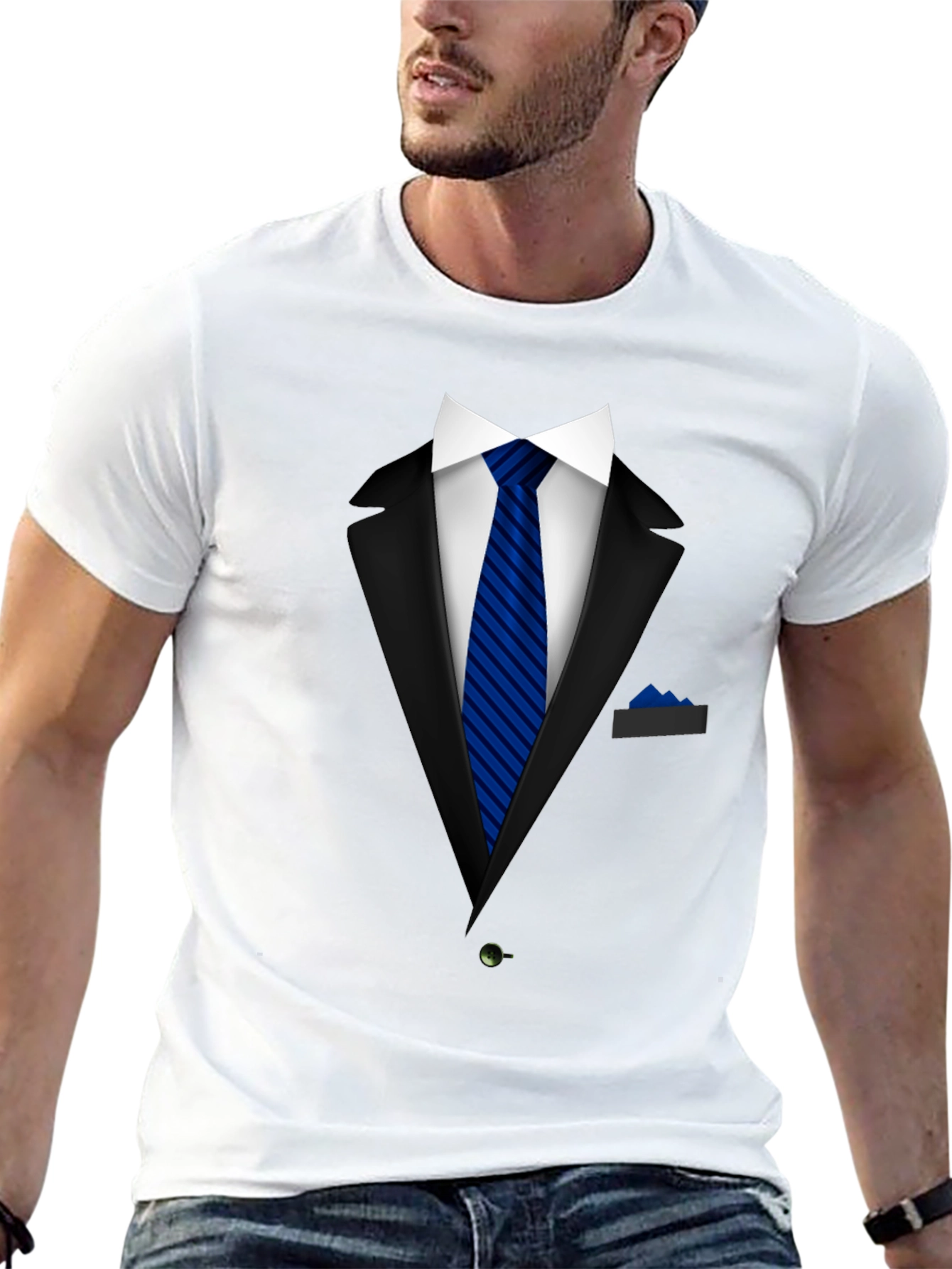 Formal Suit Graphic Tee - Blue Tie