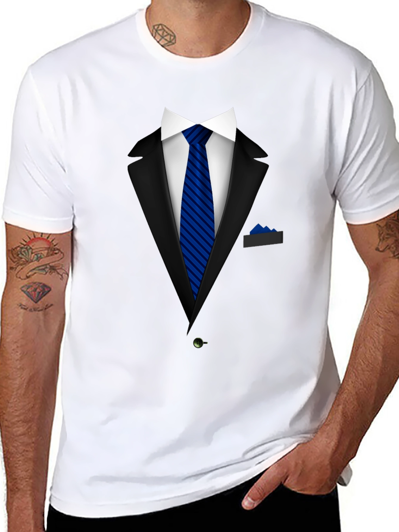 Formal Suit Graphic Tee - Blue Tie