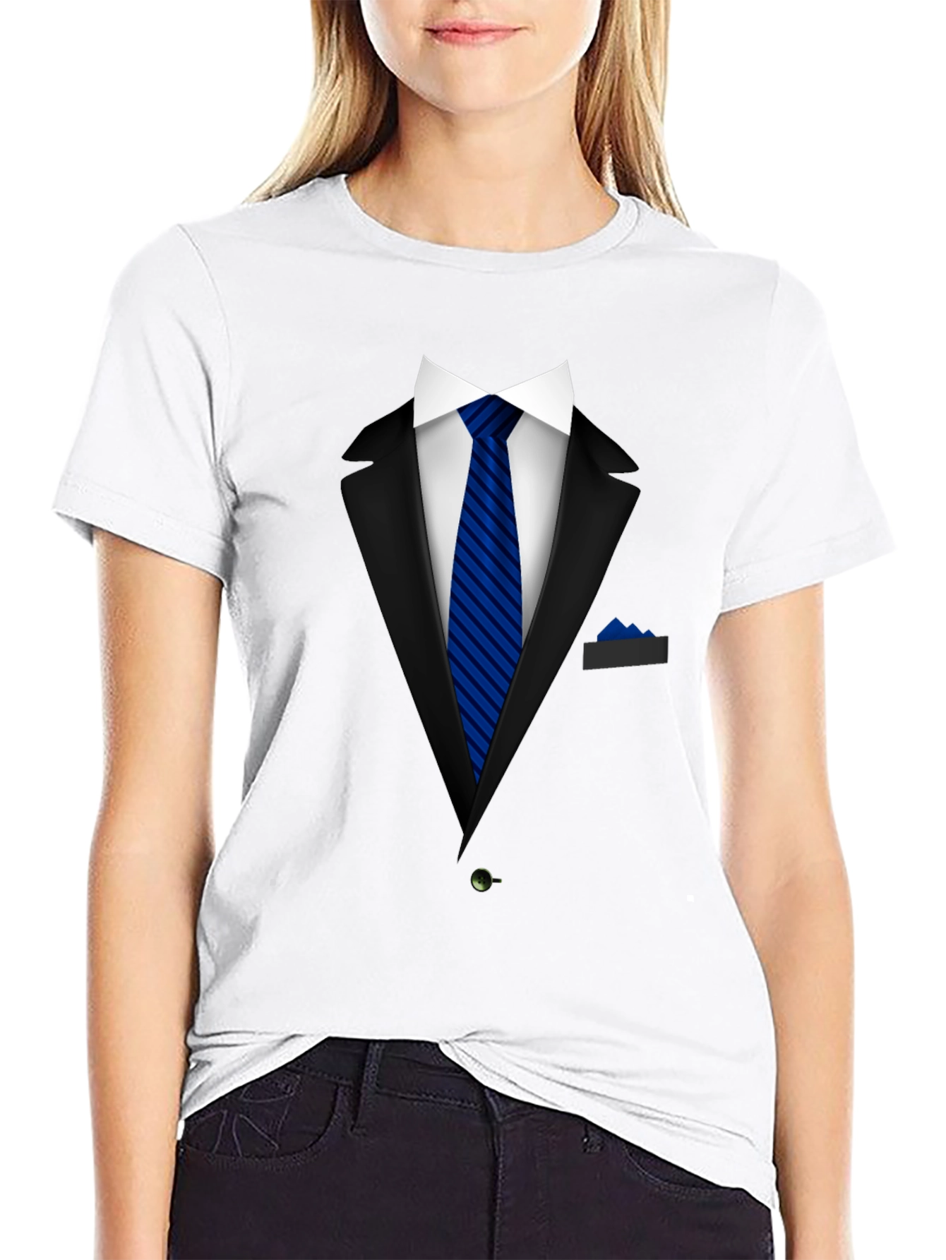 Formal Suit Graphic Tee - Blue Tie