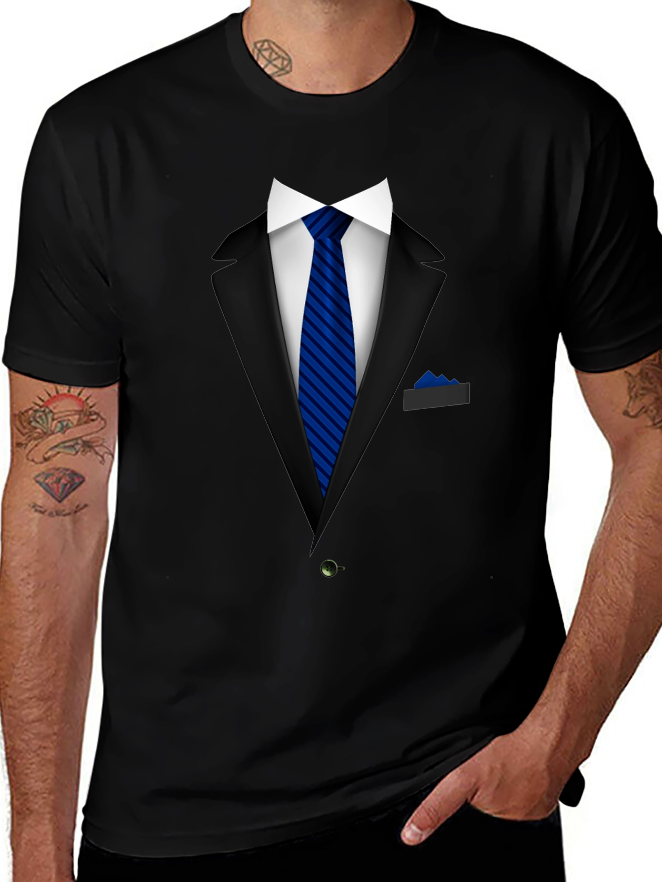 Formal Suit Graphic Tee - Blue Tie