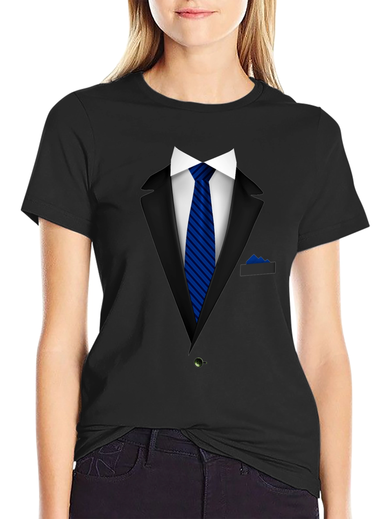 Formal Suit Graphic Tee - Blue Tie