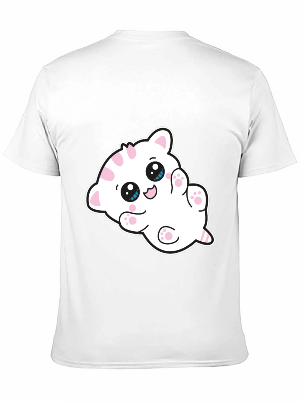 Cute Cartoon Kitten Graphic Black T-Shirt