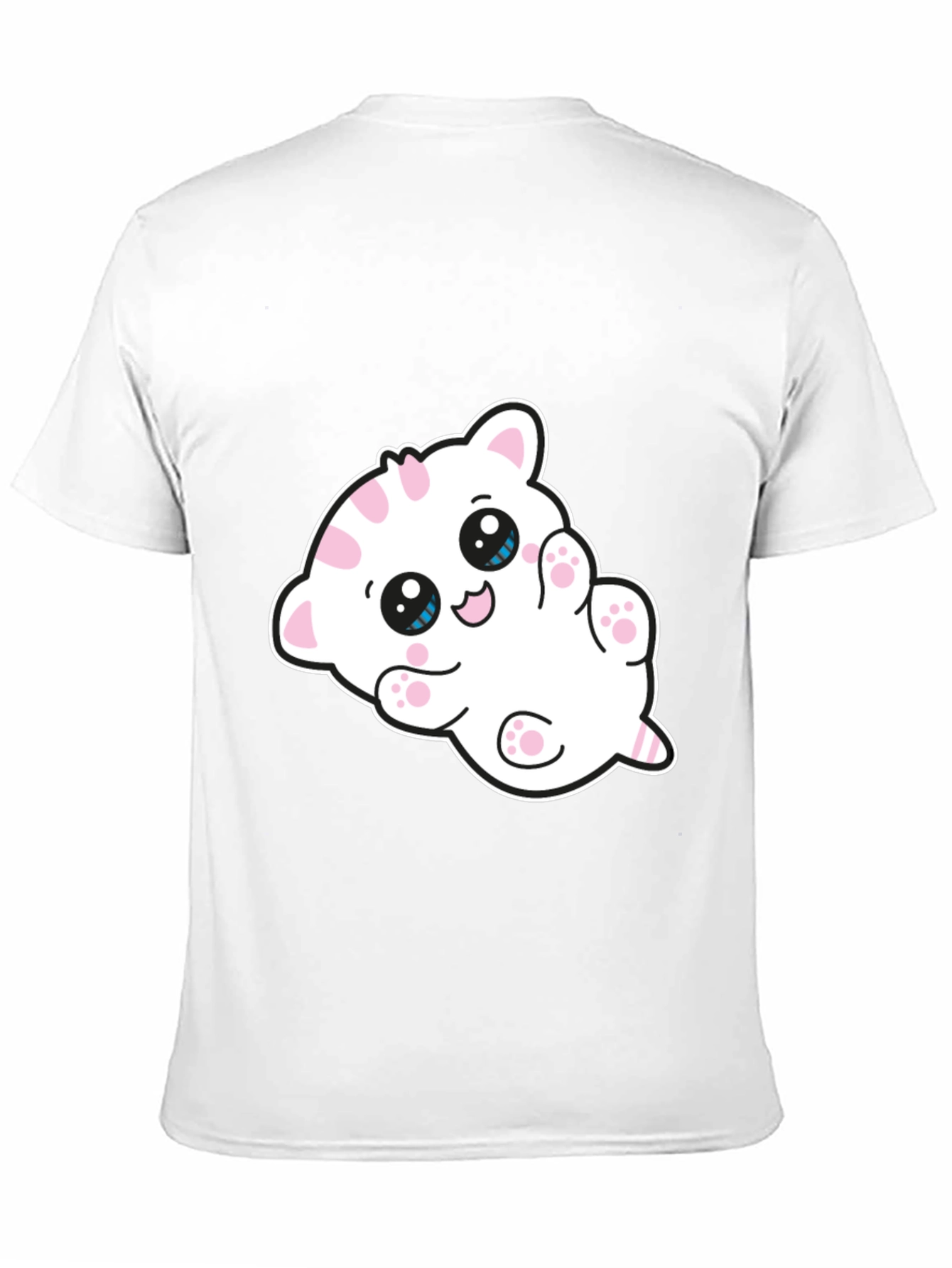 Cute Cartoon Kitten Graphic Black T-Shirt