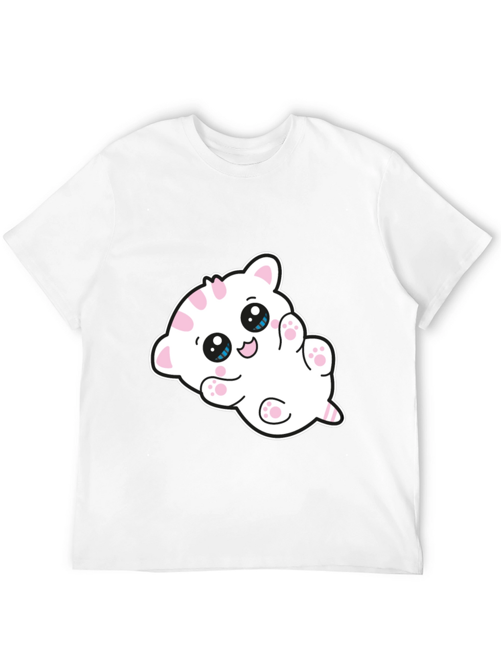 Cute Cartoon Kitten Graphic Black T-Shirt
