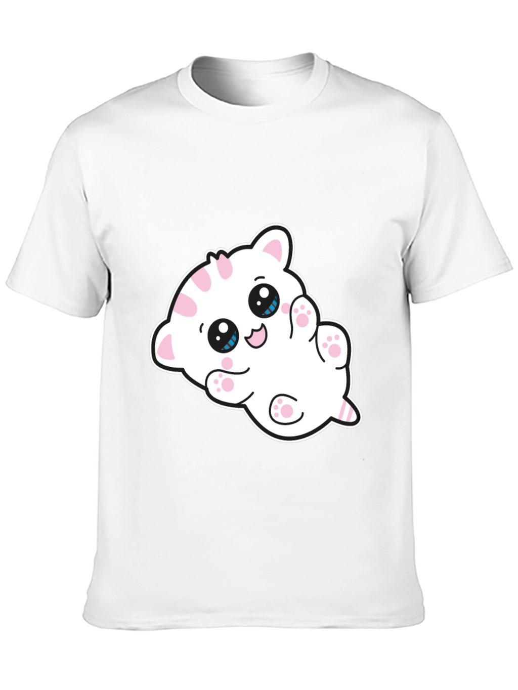 Cute Cartoon Kitten Graphic Black T-Shirt