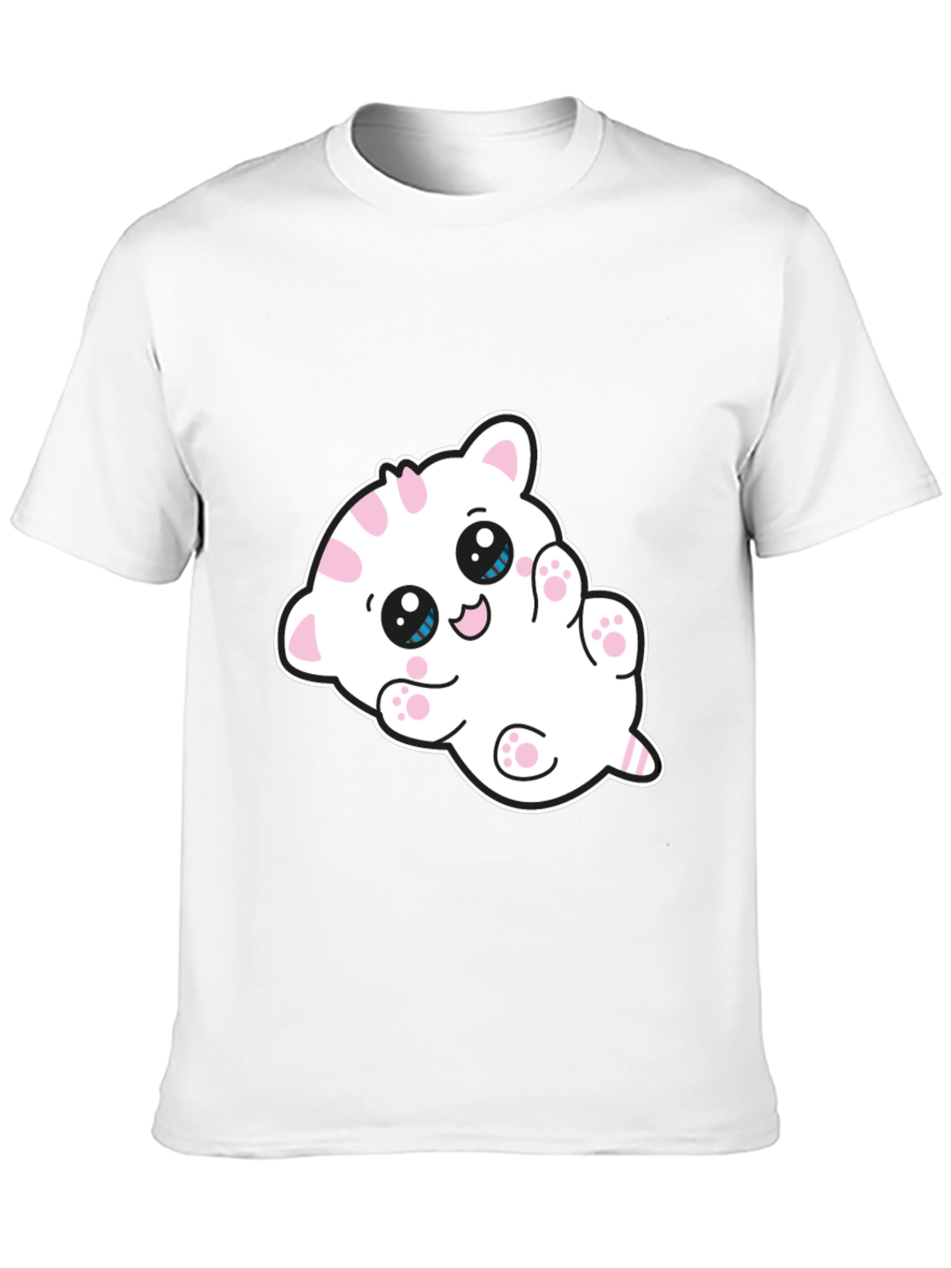 Cute Cartoon Kitten Graphic Black T-Shirt