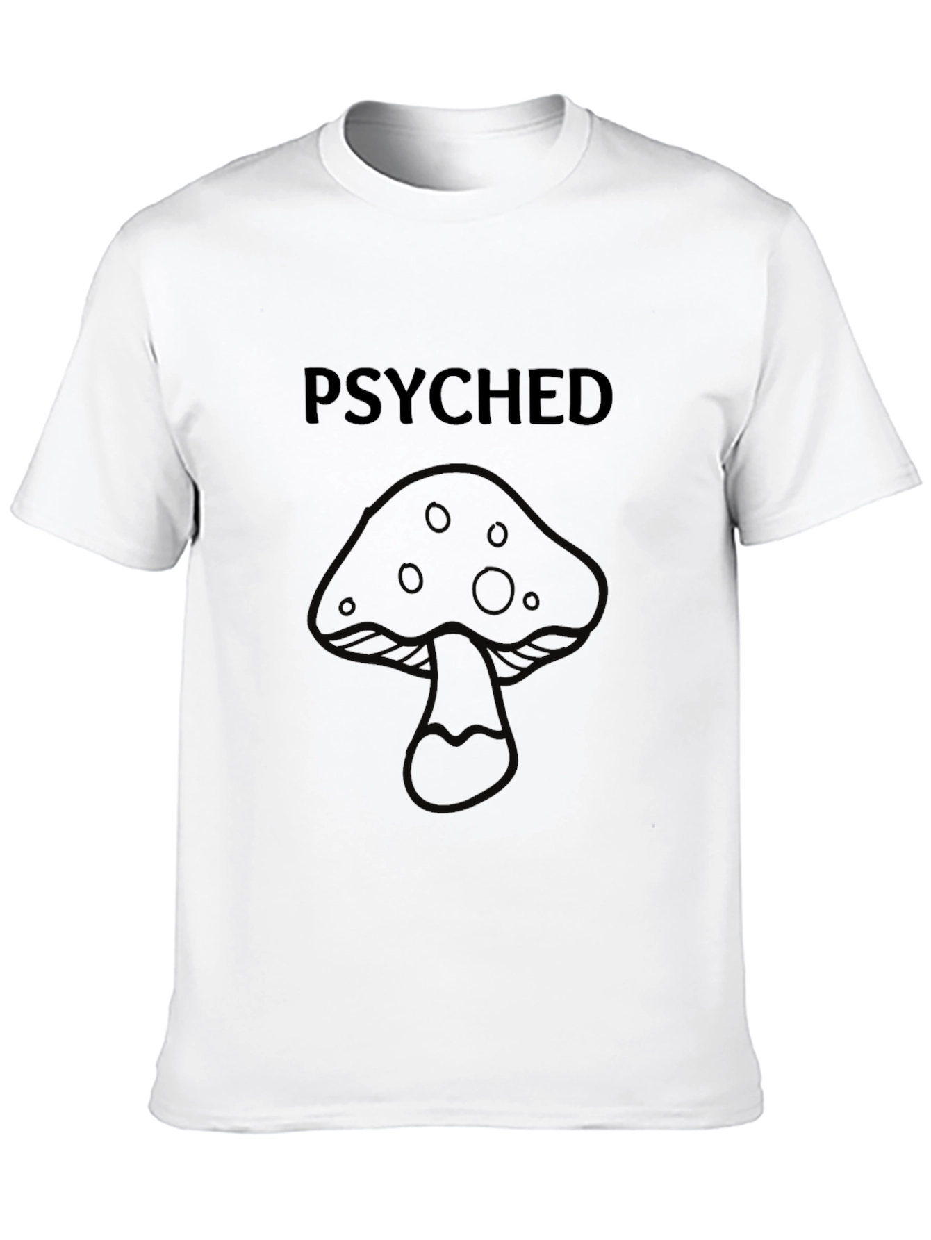 Psyched Mushroom Graphic Tee - Black Cotton T-Shirt