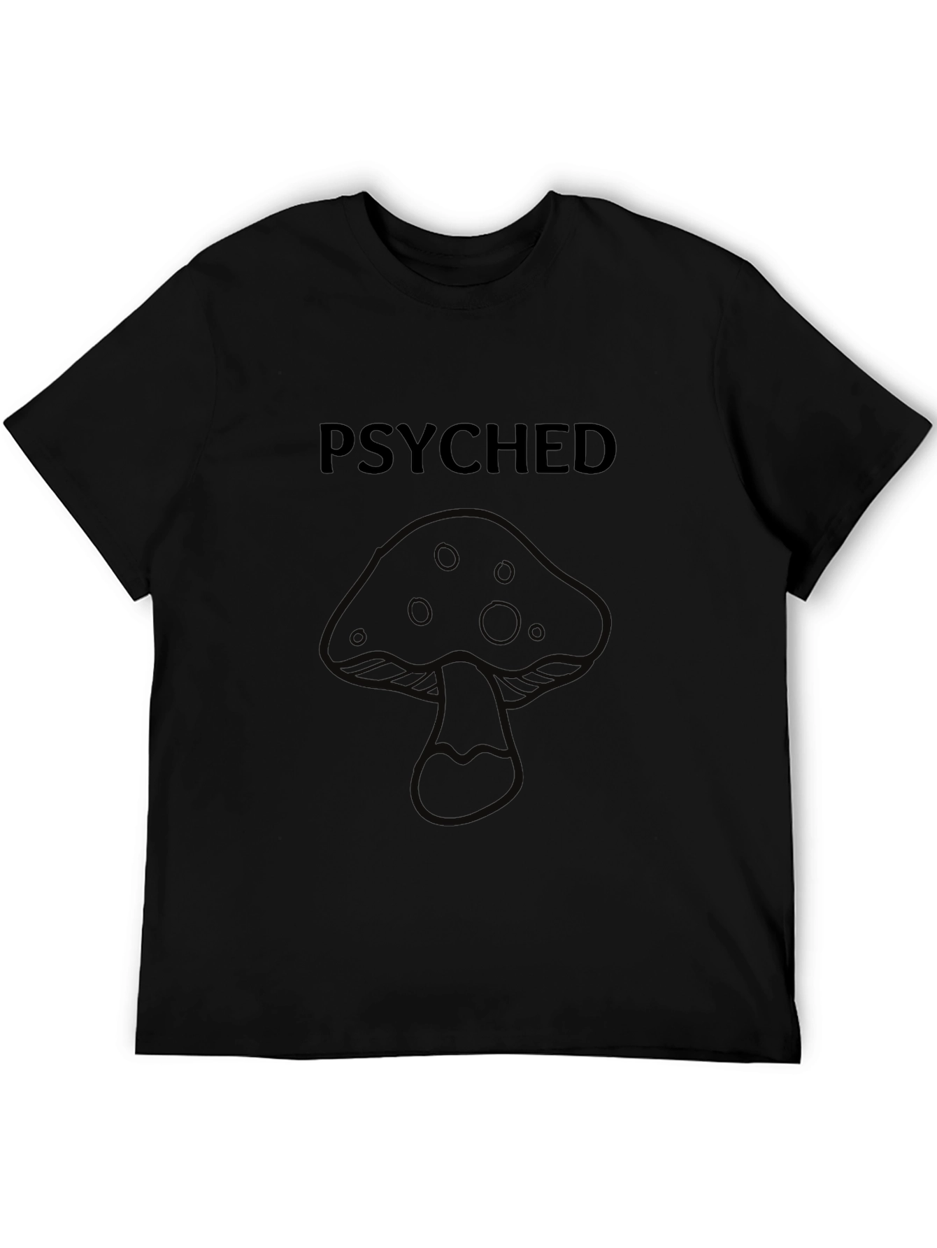 Psyched Mushroom Graphic Tee - Black Cotton T-Shirt