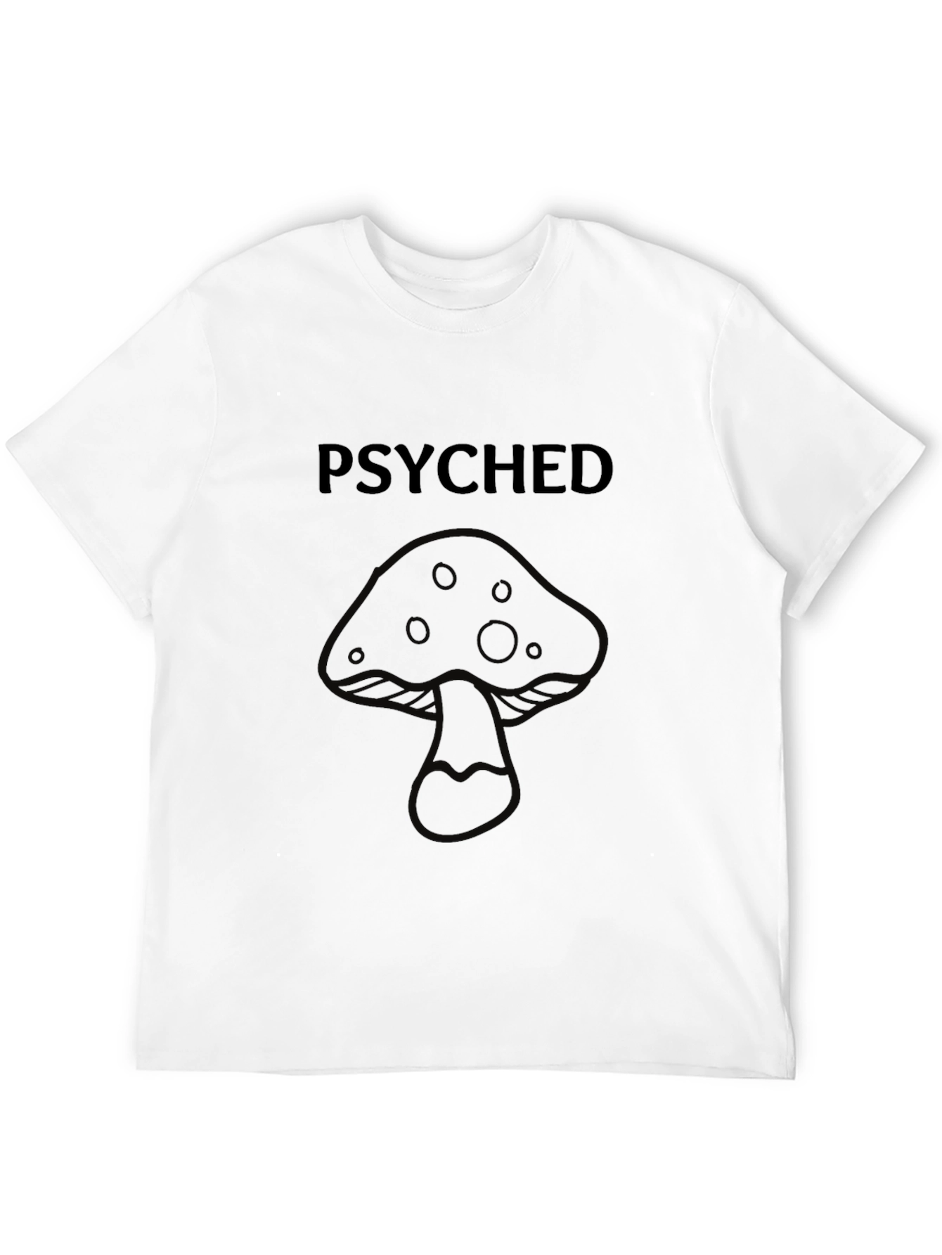 Psyched Mushroom Graphic Tee - Black Cotton T-Shirt