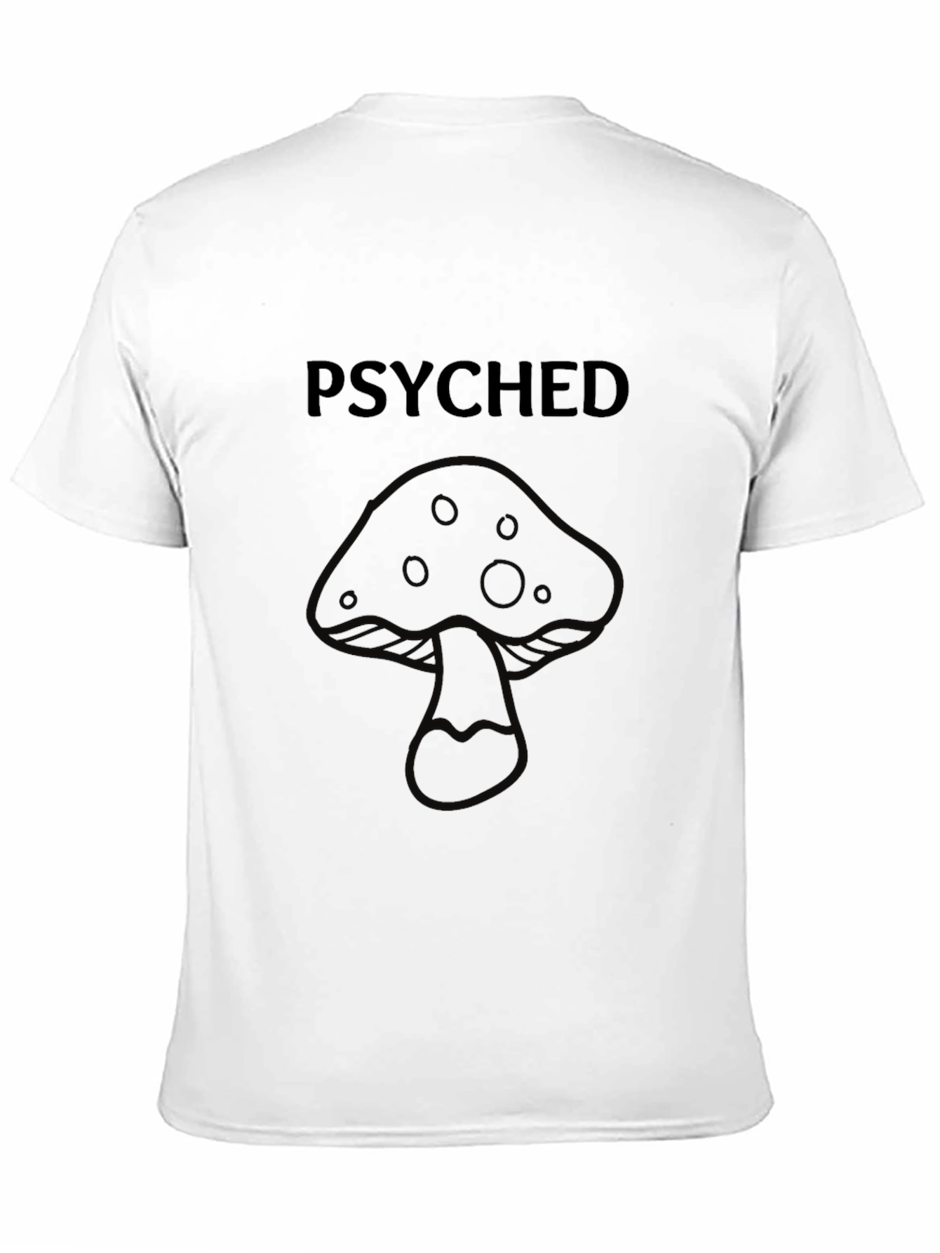 Psyched Mushroom Graphic Tee - Black Cotton T-Shirt