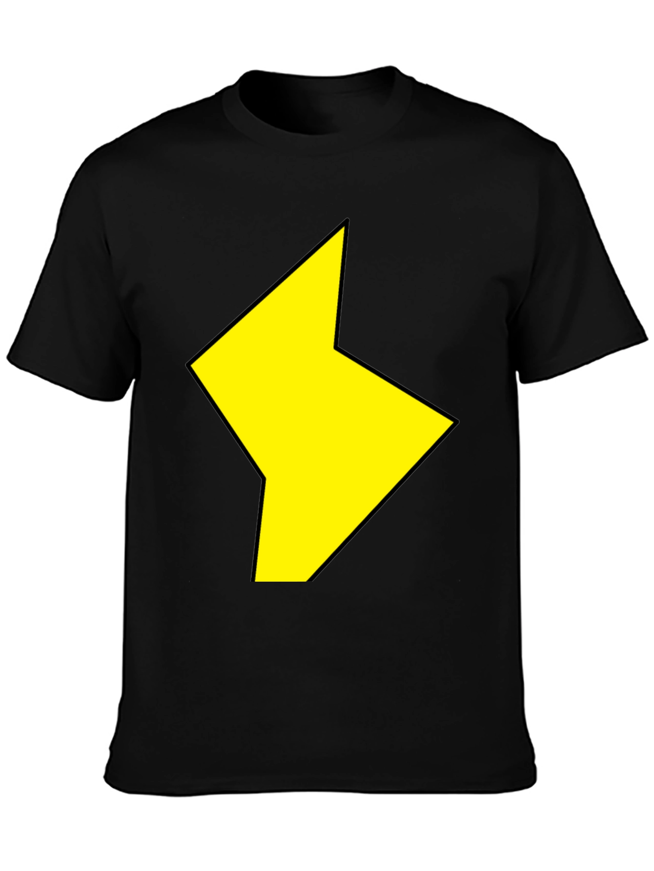 Black T-Shirt with Yellow Lightning Bolt Design