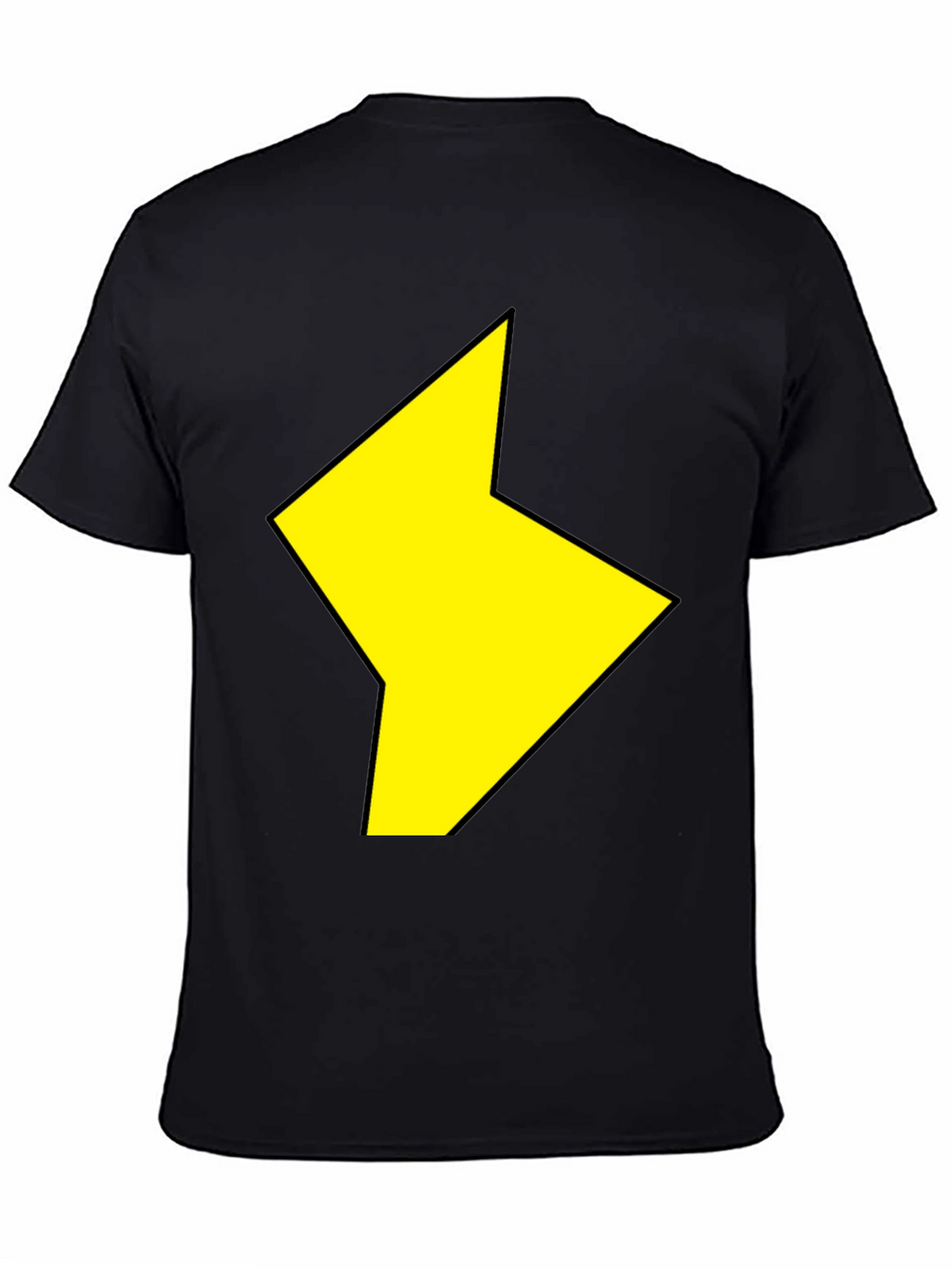 Black T-Shirt with Yellow Lightning Bolt Design