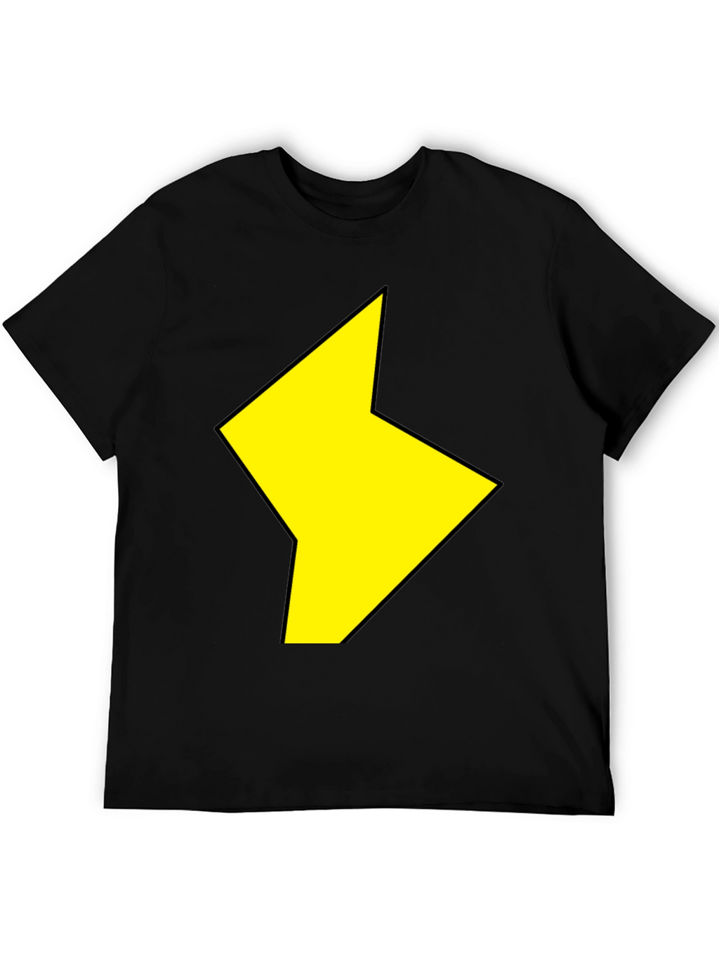 Black T-Shirt with Yellow Lightning Bolt Design
