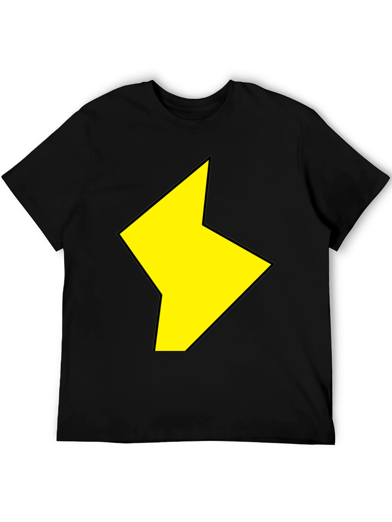 Black T-Shirt with Yellow Lightning Bolt Design