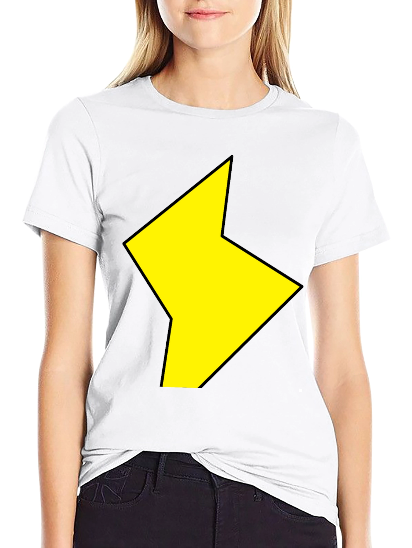 Black T-Shirt with Yellow Lightning Bolt Design