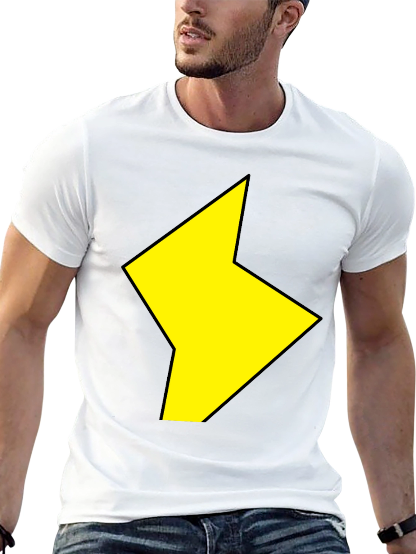 Black T-Shirt with Yellow Lightning Bolt Design