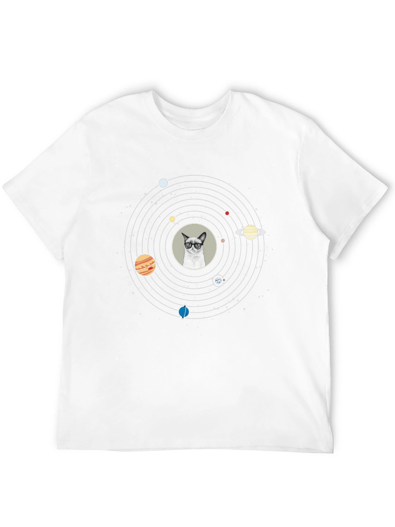 Cat Solar System T-Shirt - Quirky Space Design