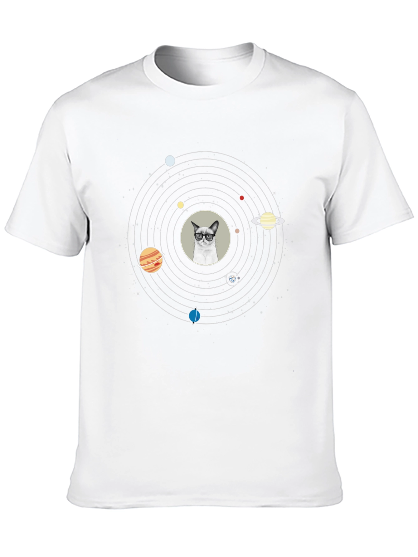 Cat Solar System T-Shirt - Quirky Space Design