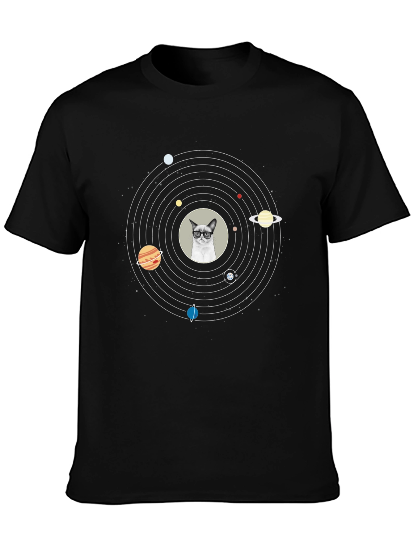Cat Solar System T-Shirt - Quirky Space Design