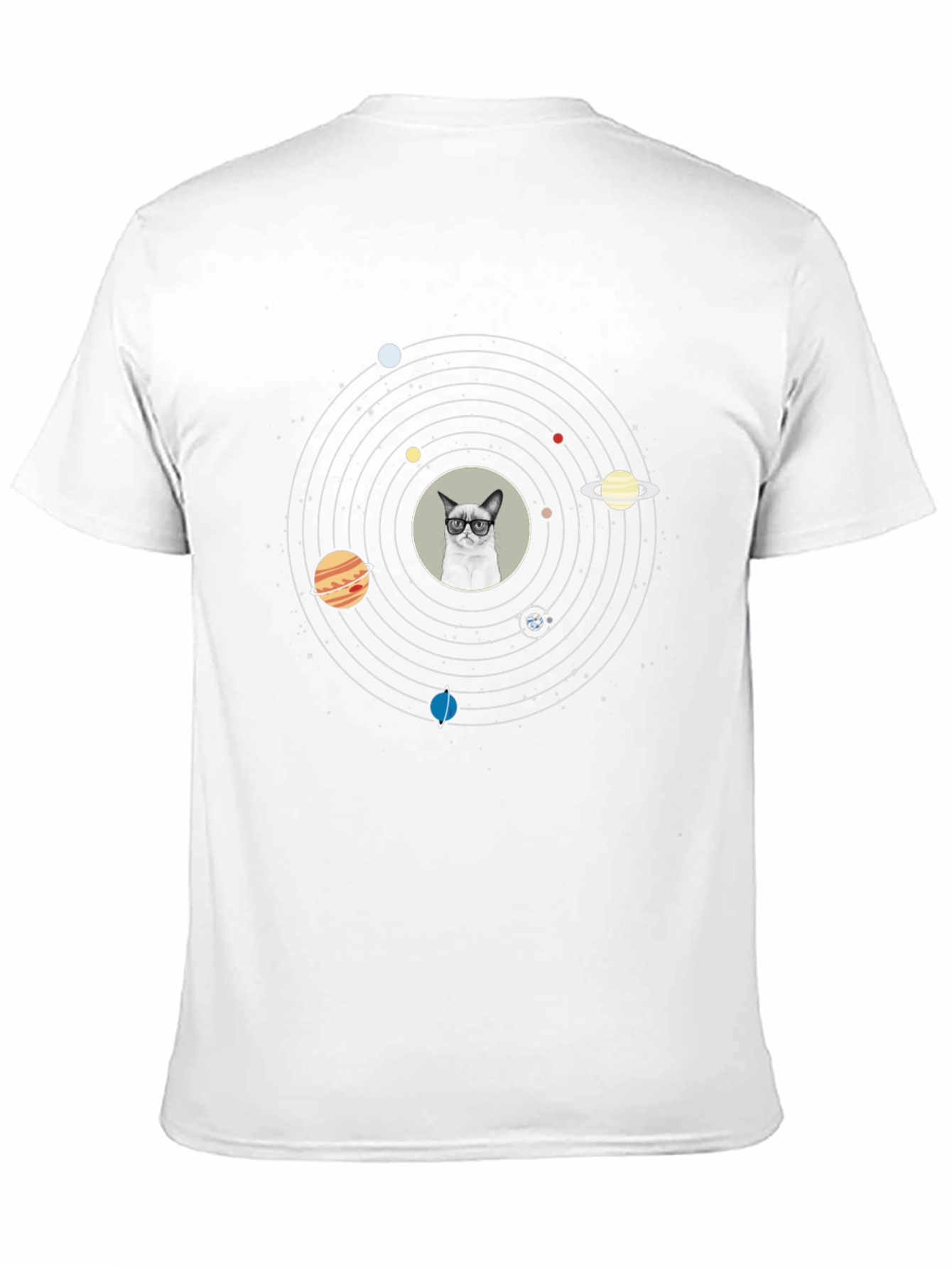 Cat Solar System T-Shirt - Quirky Space Design