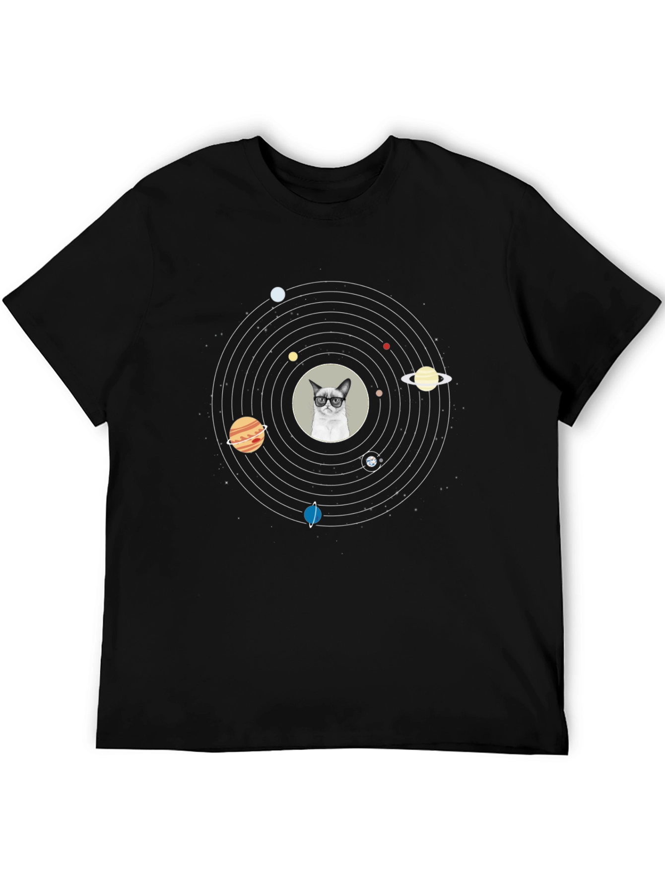 Cat Solar System T-Shirt - Quirky Space Design