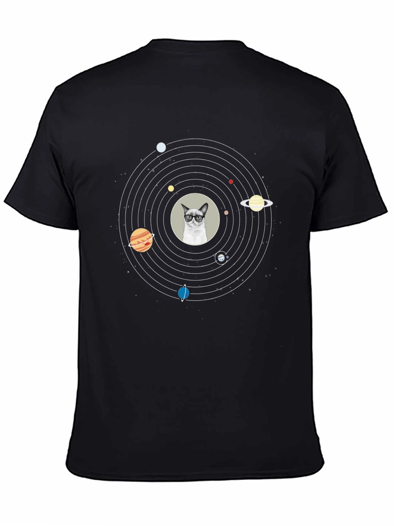 Cat Solar System T-Shirt - Quirky Space Design