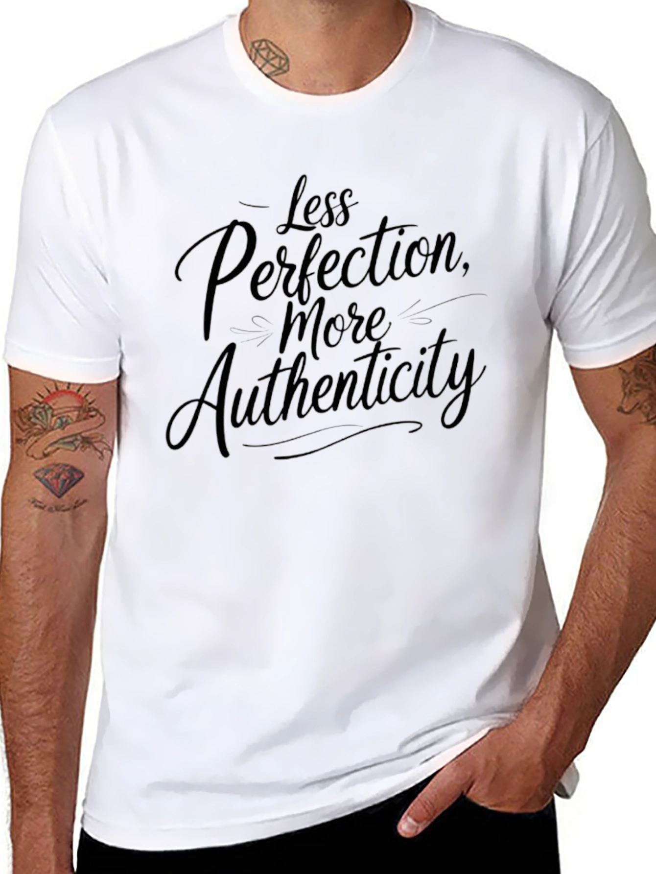 Less Perfection More Authenticity Black T-Shirt