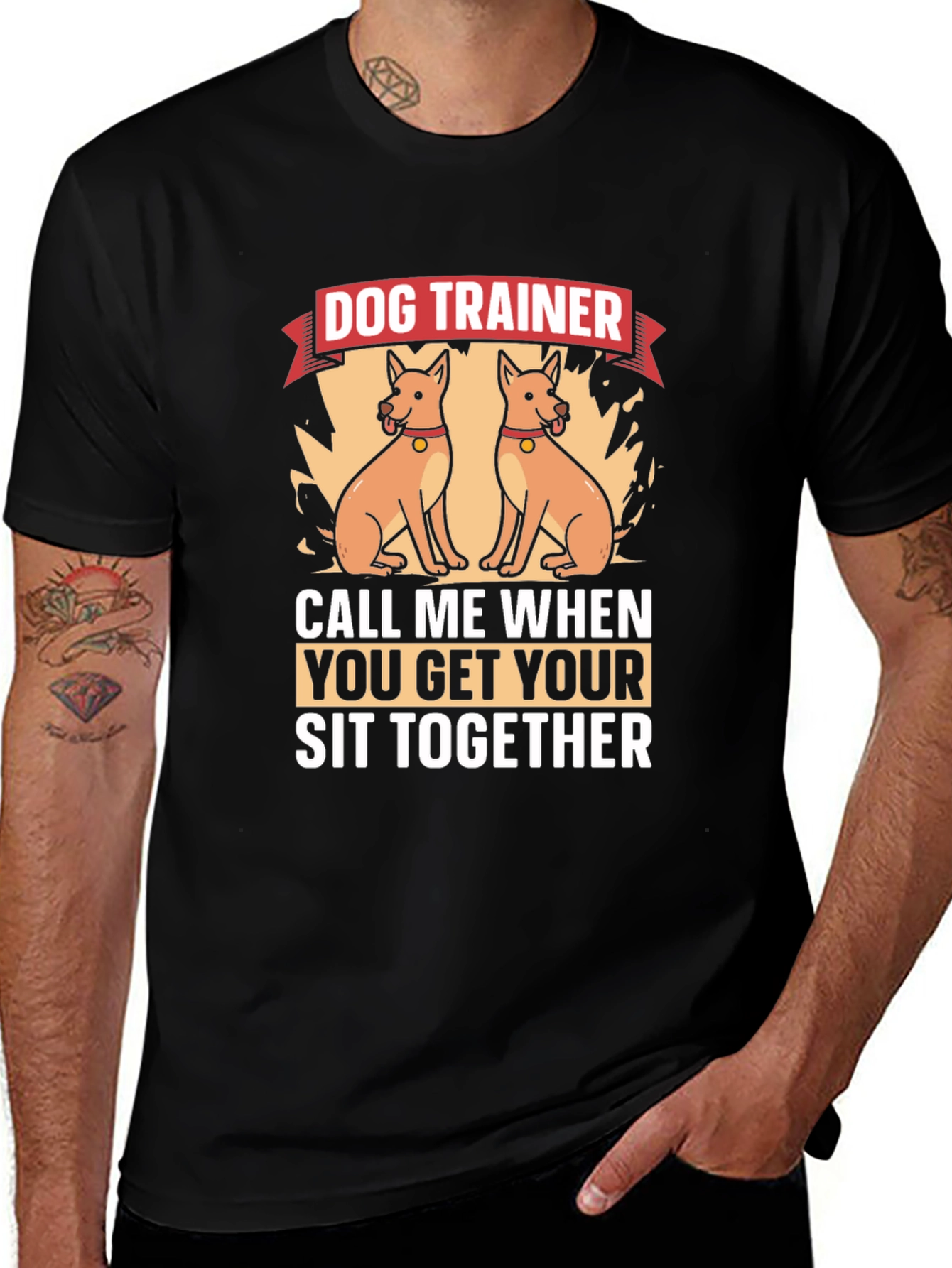 Dog Trainer T-Shirt - Funny Sit Together Tee