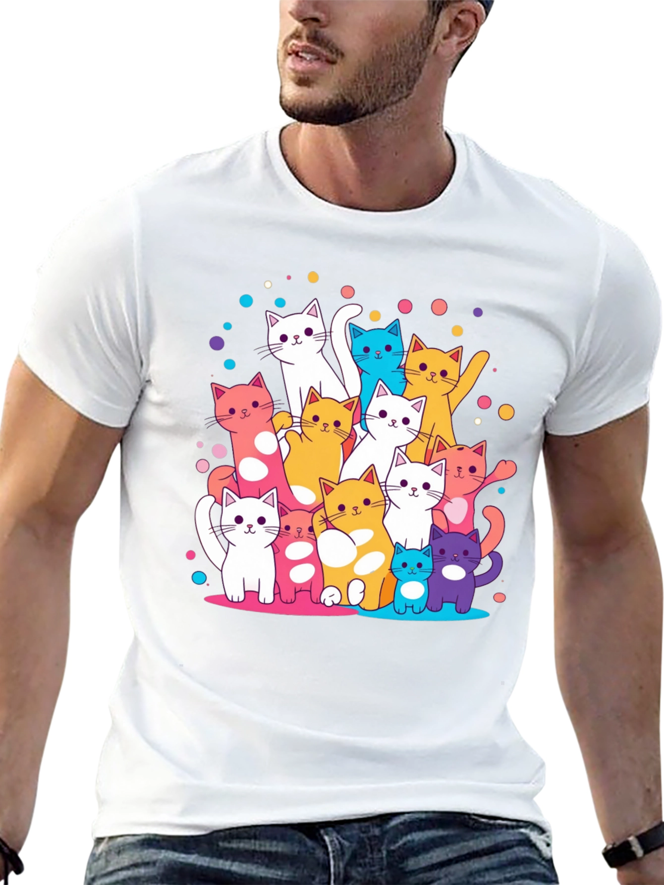 Colorful Cats Graphic T-Shirt