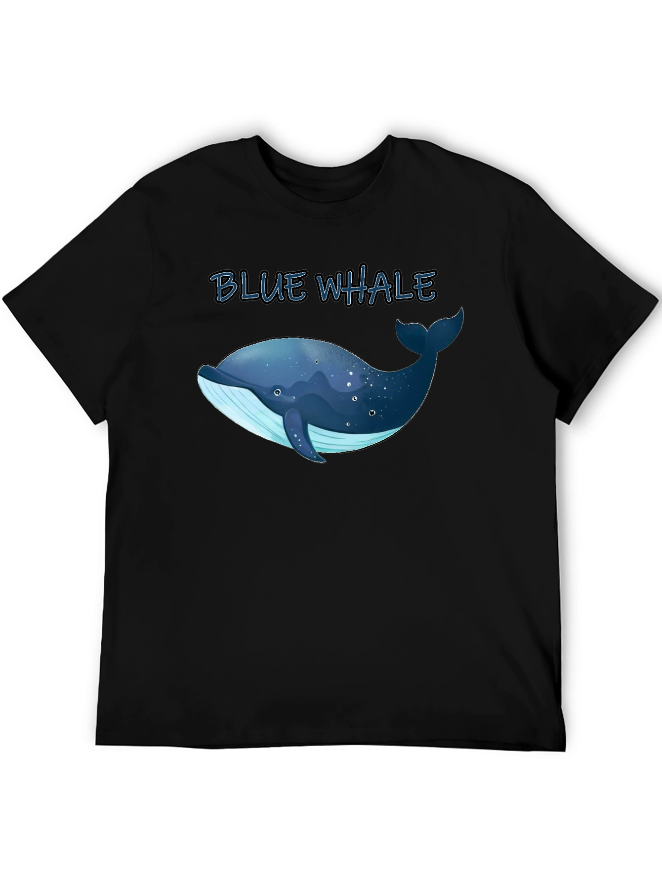 Blue Whale Graphic Tee - Black Cotton T-Shirt
