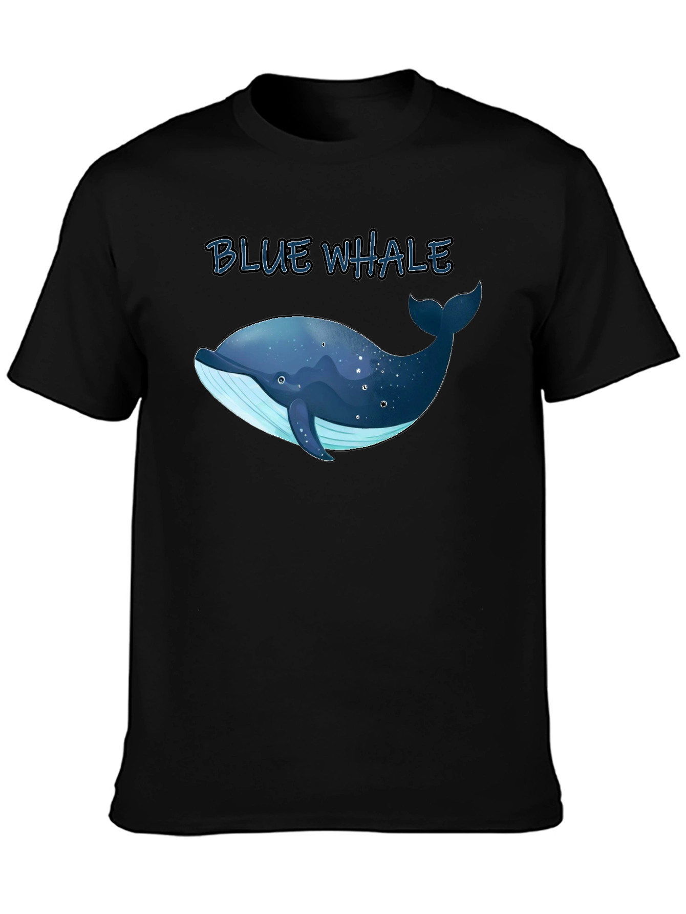 Blue Whale Graphic Tee - Black Cotton T-Shirt