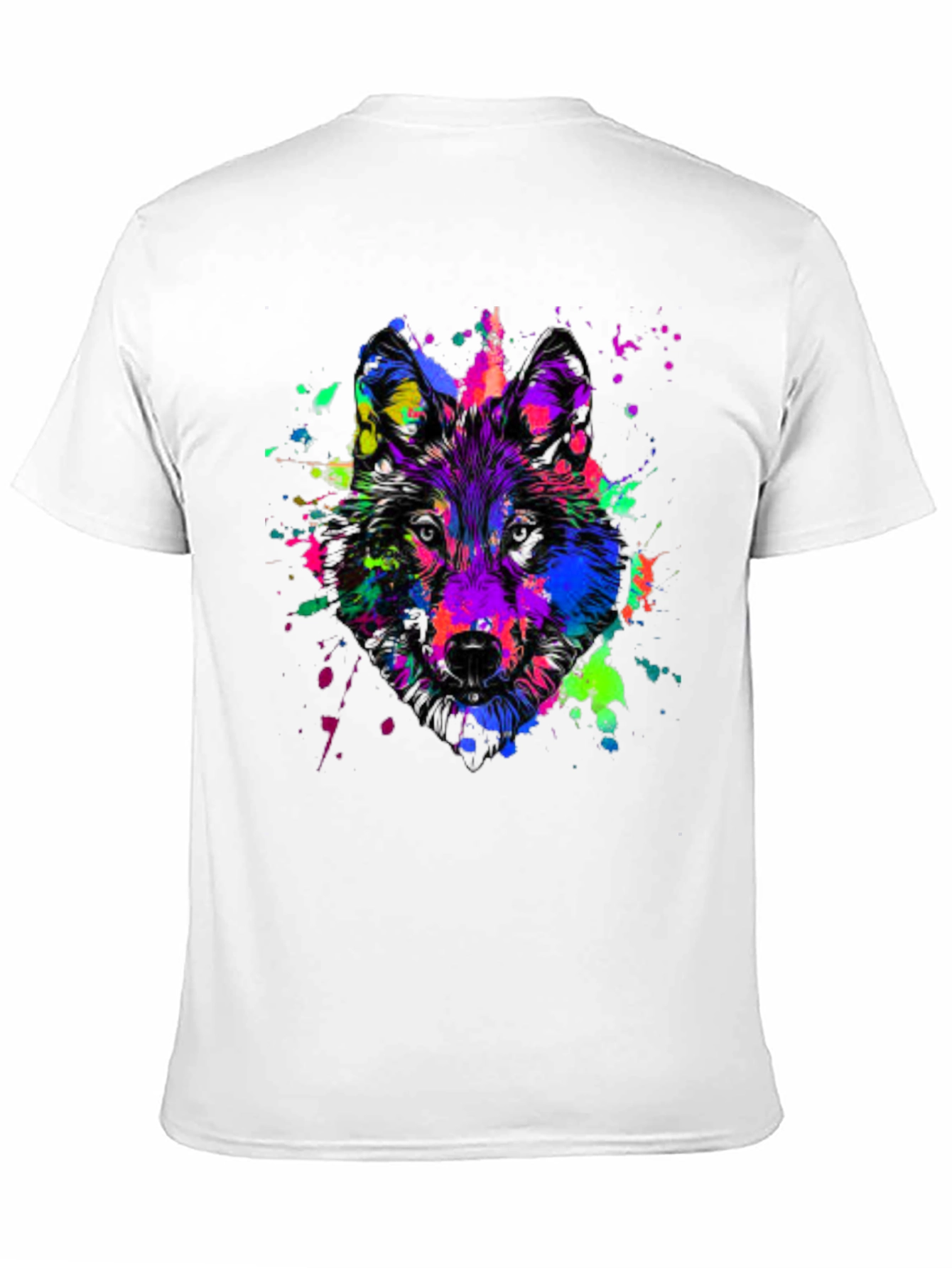 Colorful Wolf Graphic T-Shirt - Bold Animal Print